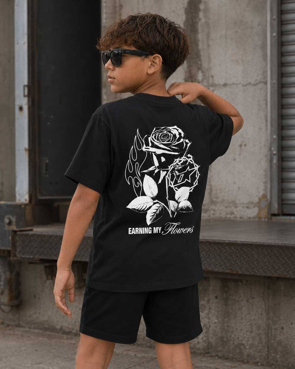 Earning My Flowers Youth T-shirt - Black