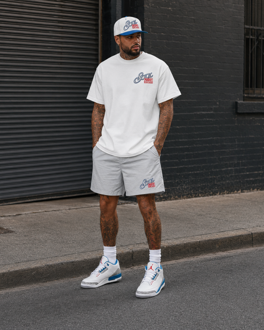 Soul Not For Sale Embroidered 6" Nylon Shorts