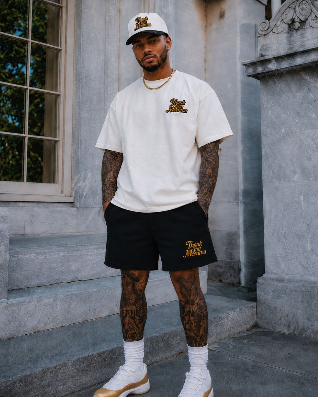Thank You Momma Embroidered Short