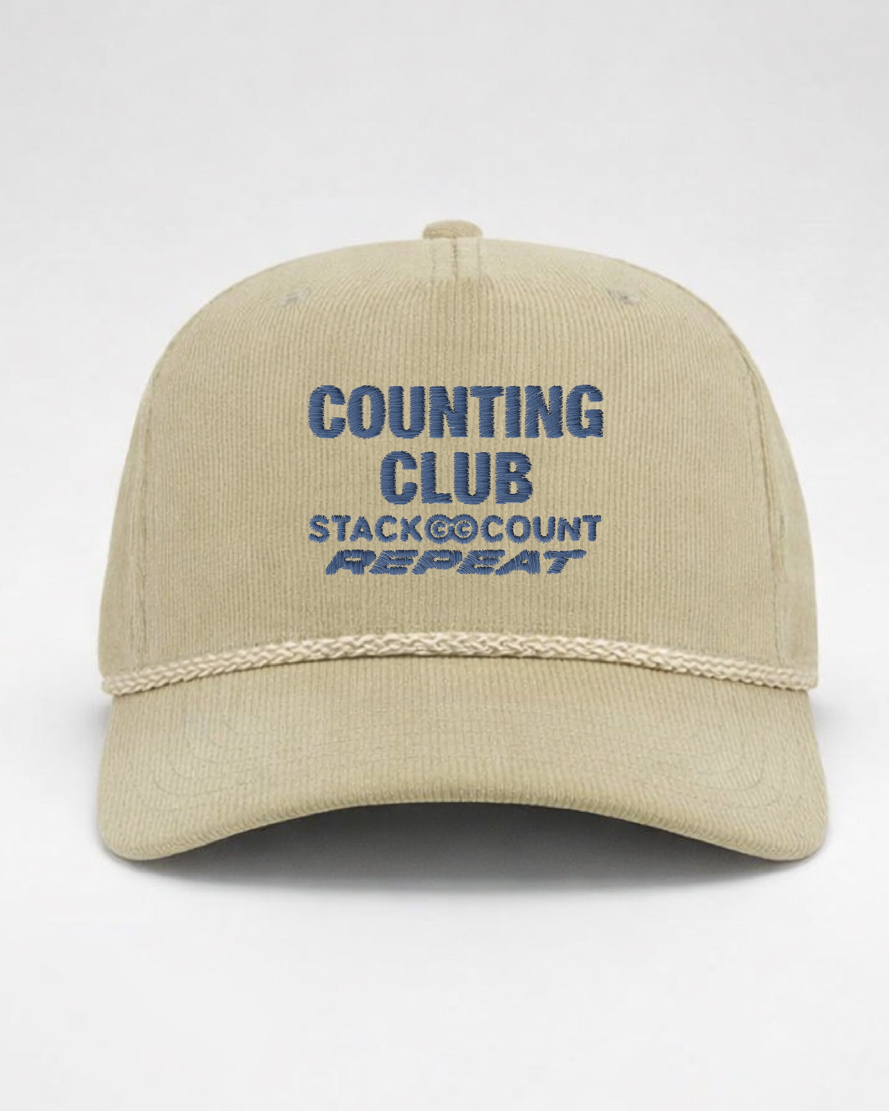 Counting Club Embroidered Corduroy Snapback- Khaki