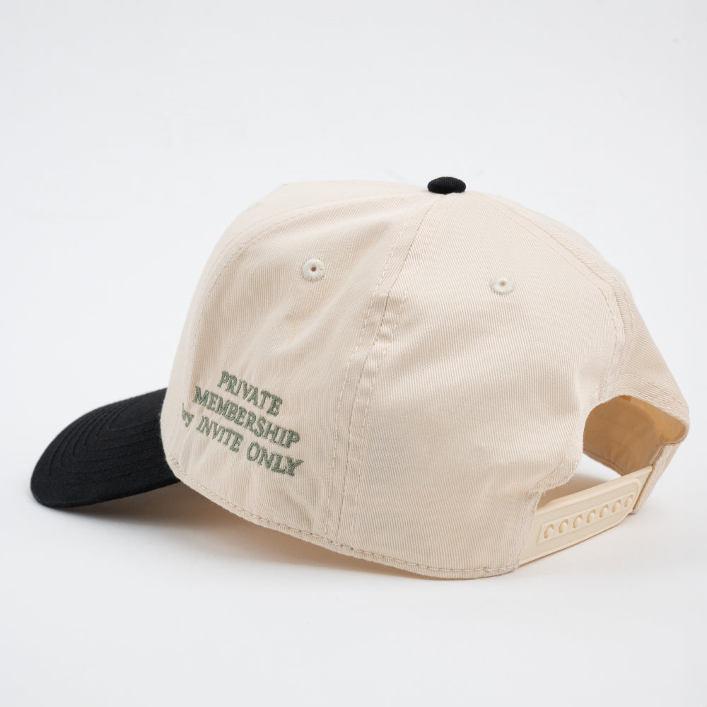 Private Membership Embroidered Snapback - Natural / Black