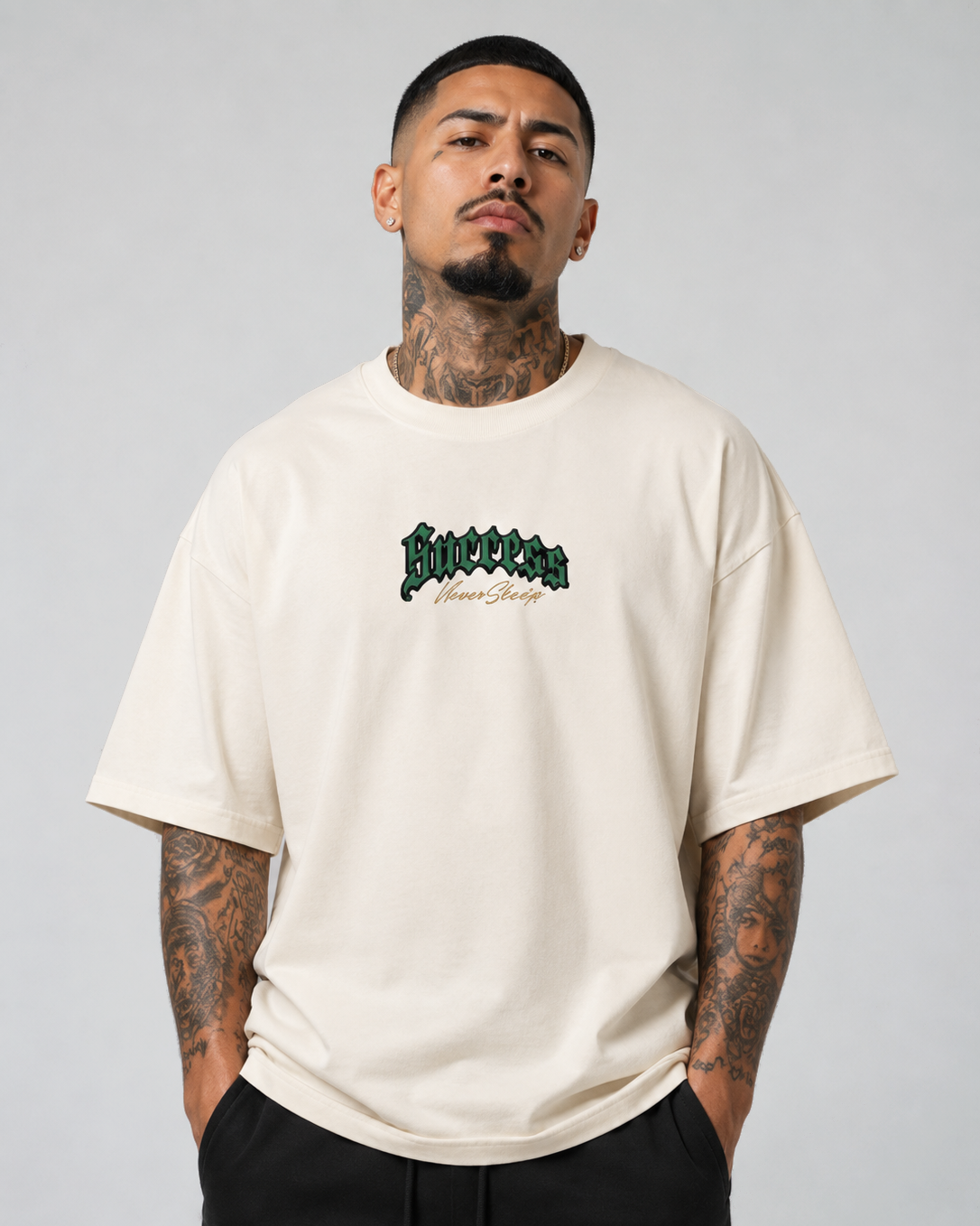 Success Never Sleeps Embroidered Ultra Heavyweight T-shirt