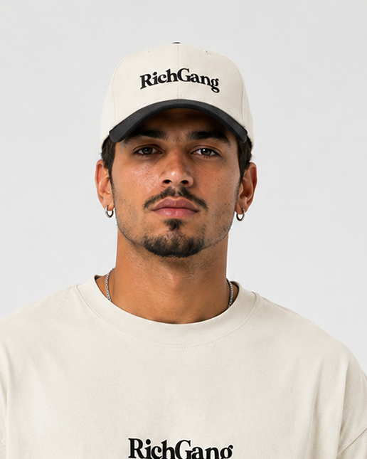 Rich Gang Embroidered Snapback - Natural/ Black