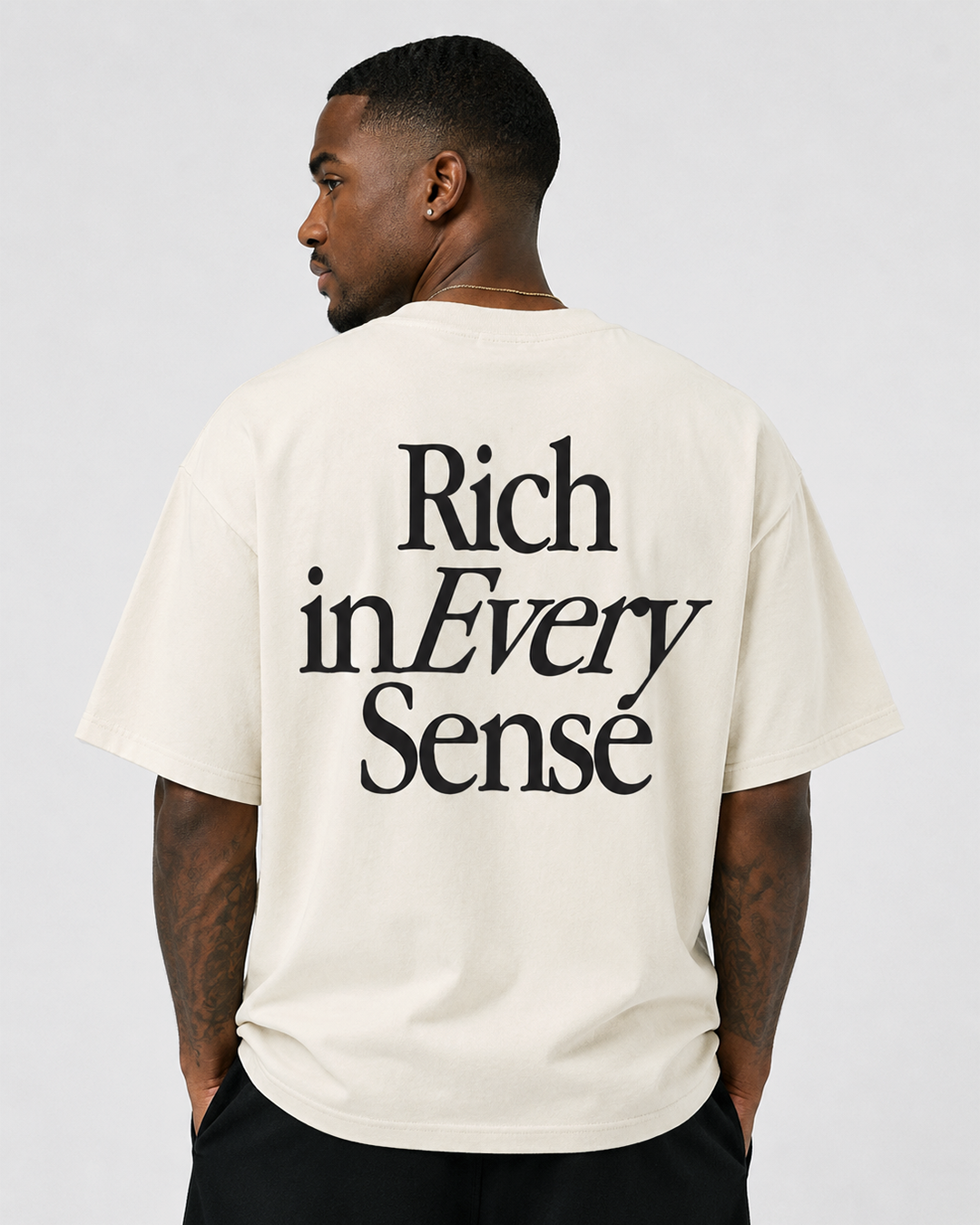 Rich Dad Ultra Heavyweight T-Shirt - Cream/Black