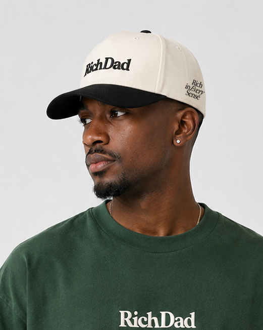 Rich Dad Embroidered Snapback - Natural/ Black