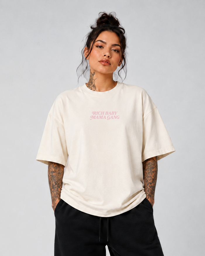Rich Baby Mama Gang Ultra Heavyweight T-shirt - PINK