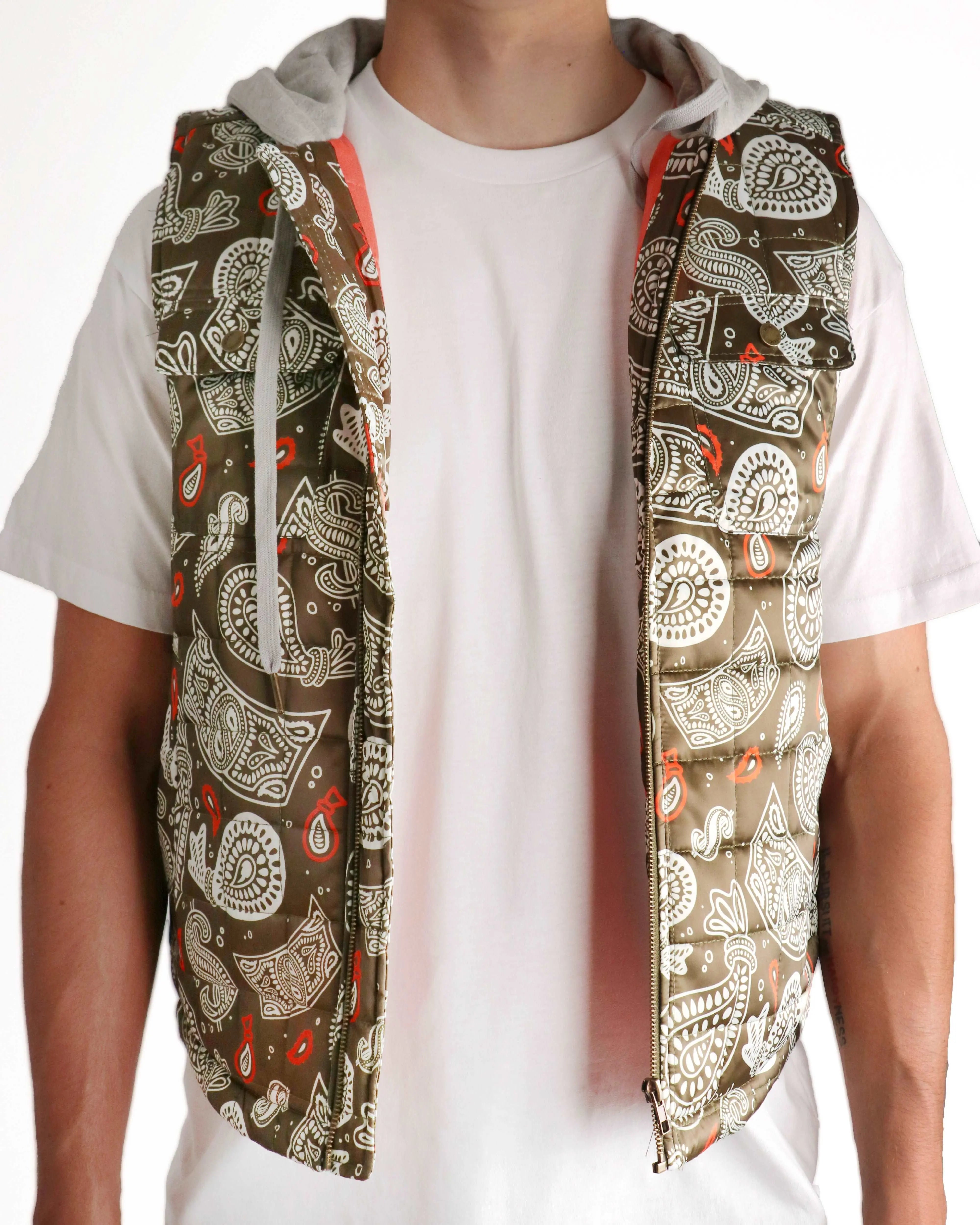 Money Paisley Nylon Quilted Vest