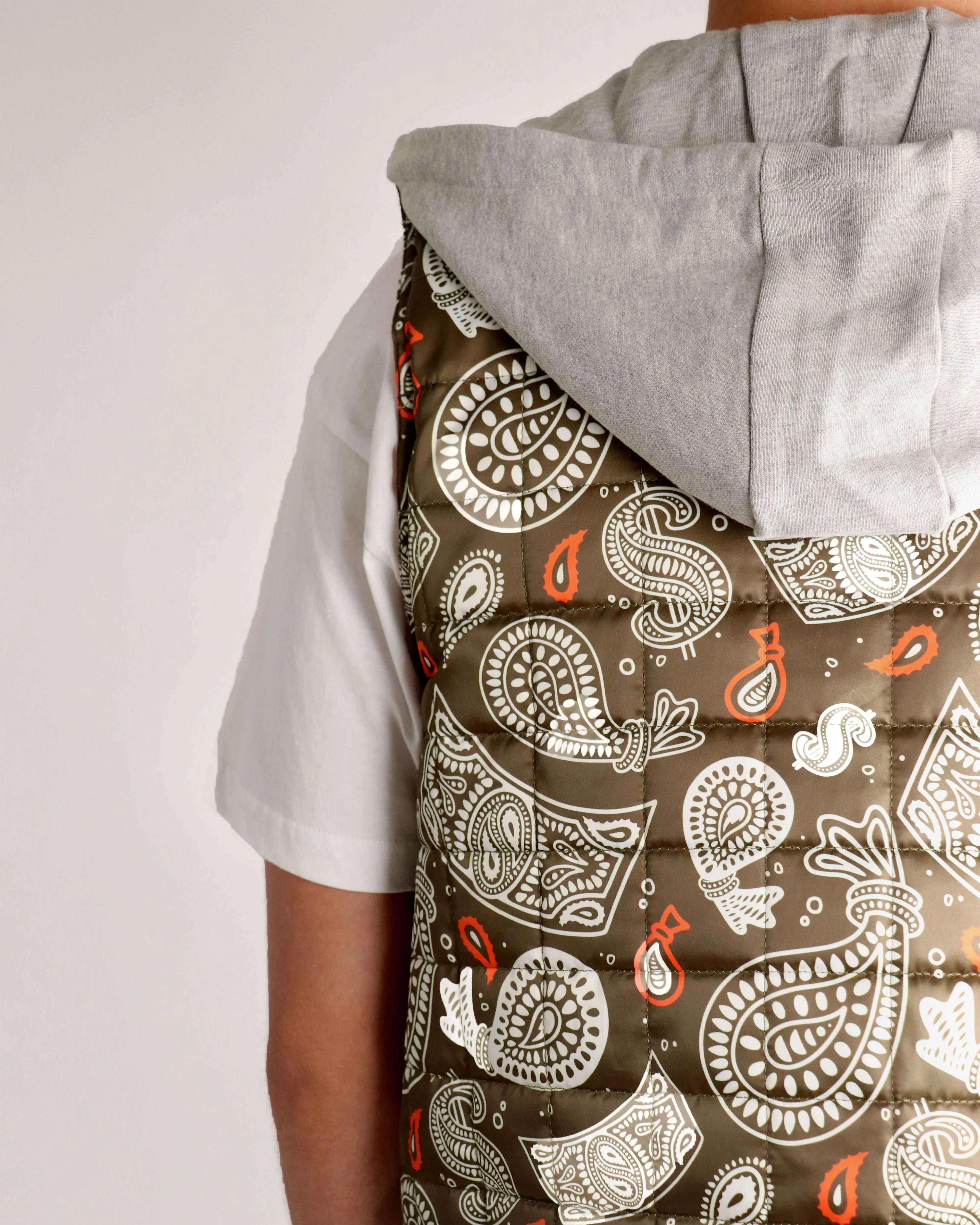 Money Paisley Nylon Quilted Vest