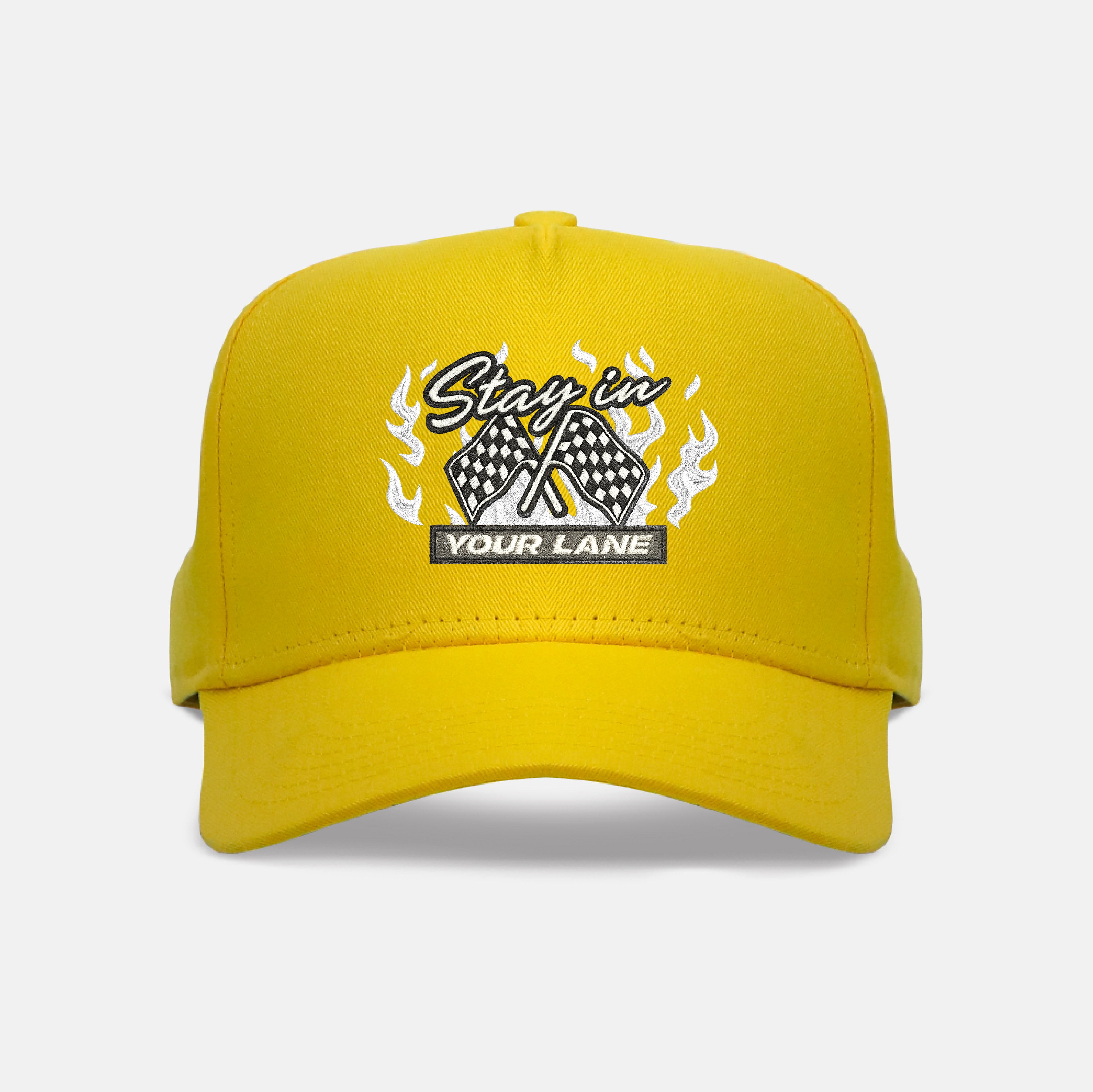 Stay In Your Lane Embroidered Snapback - YELLOW