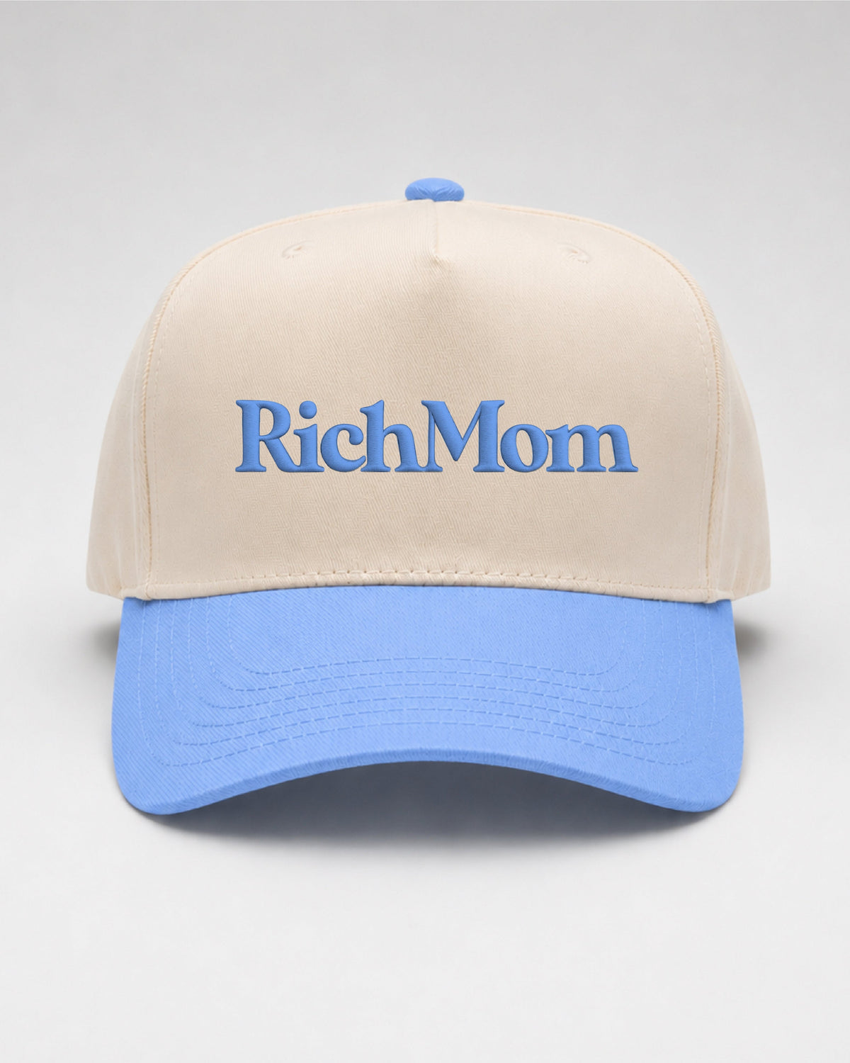 Rich Mom Embroidered Snapback - Natural/ Blue