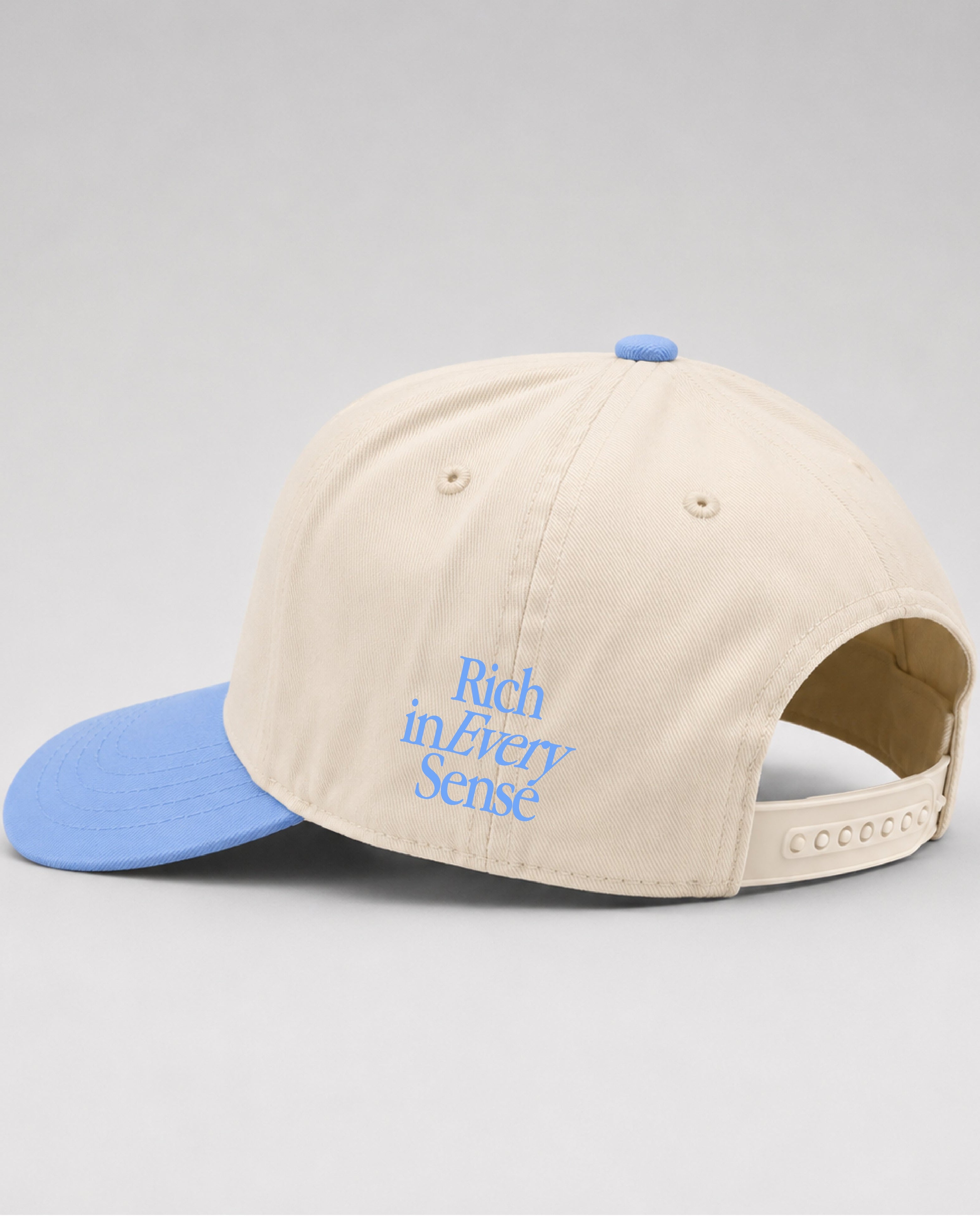 Rich Mom Embroidered Snapback - Natural/ Blue