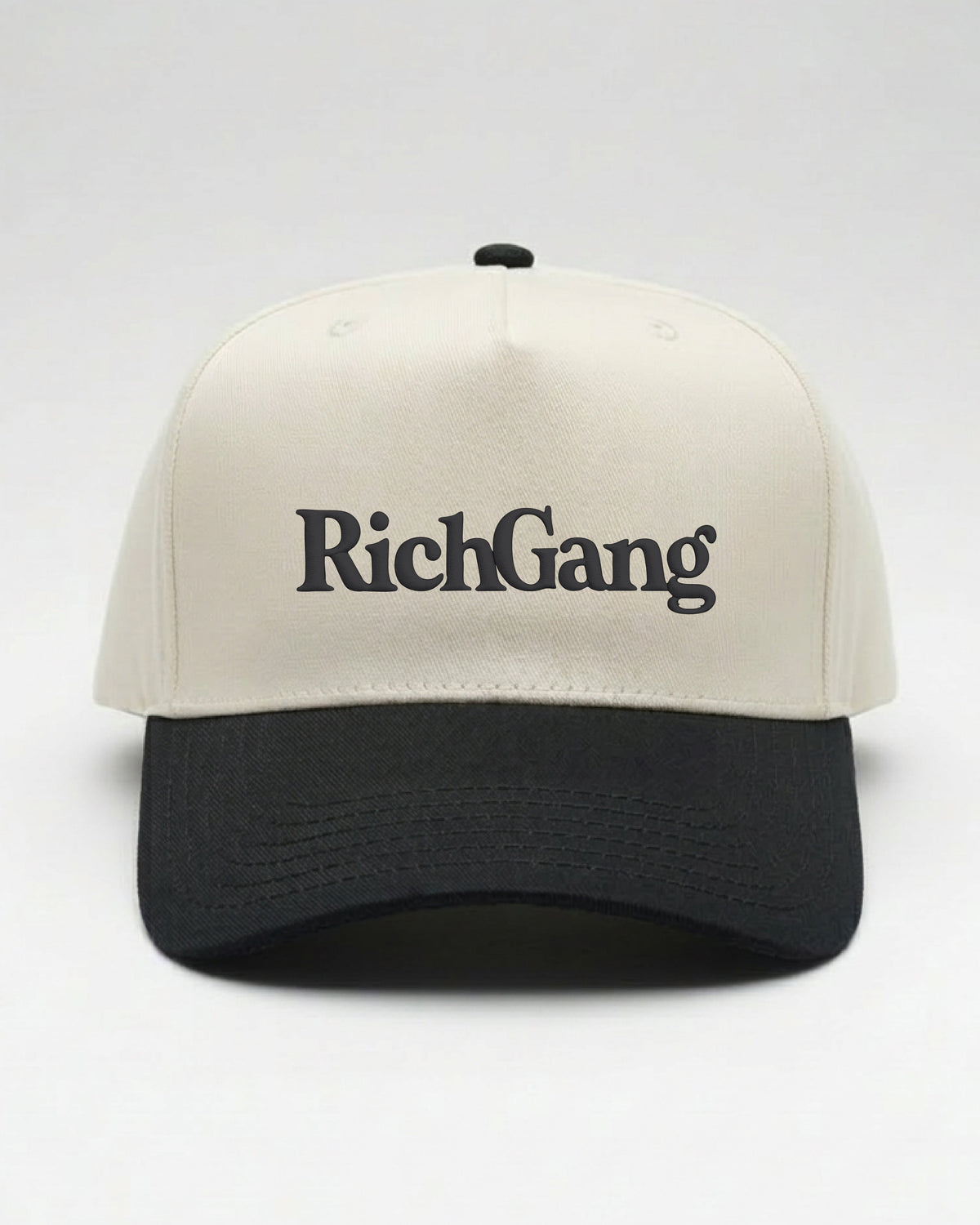 Rich Gang Embroidered Snapback - Natural/ Black