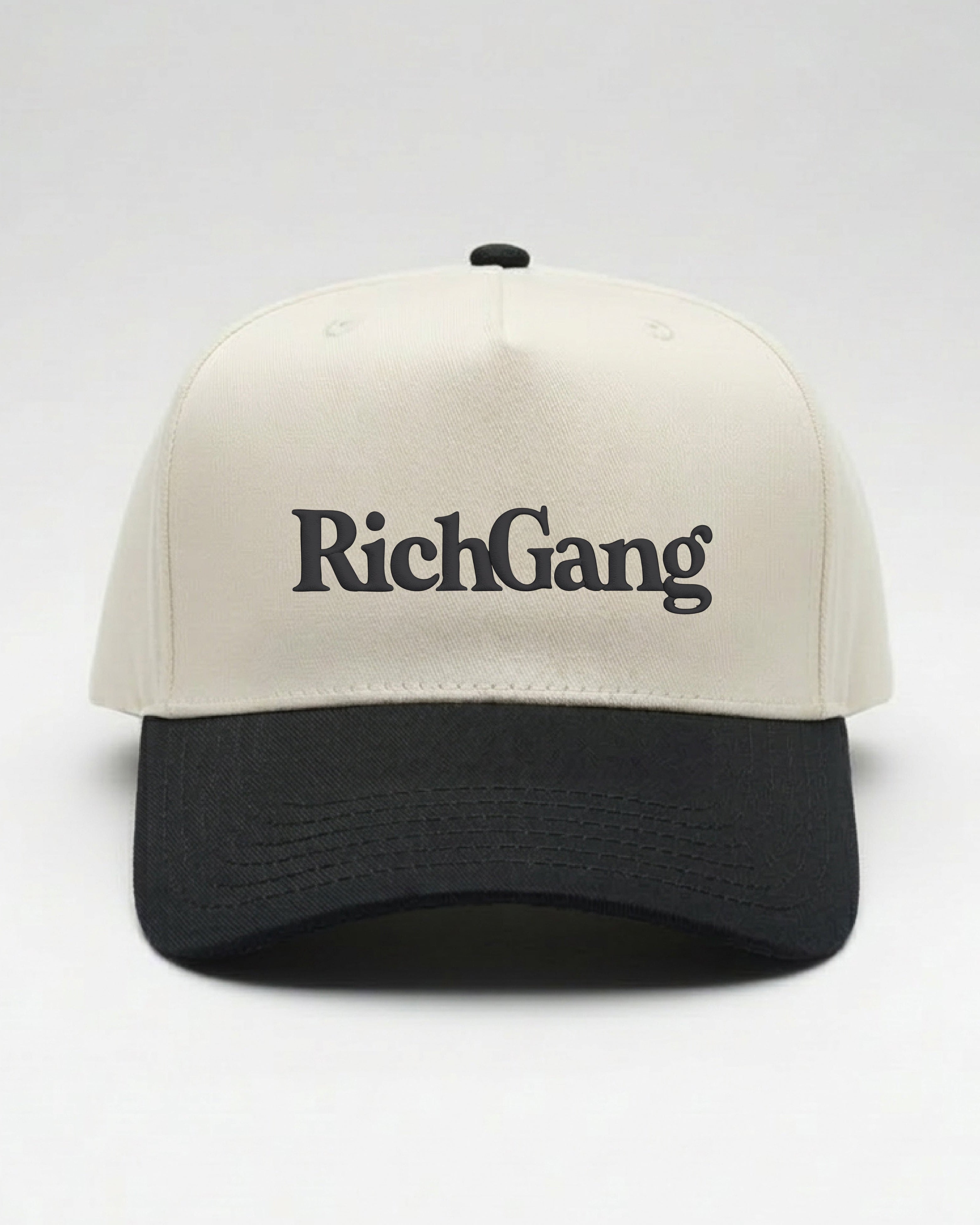 Rich Gang Embroidered Snapback - Natural/ Black