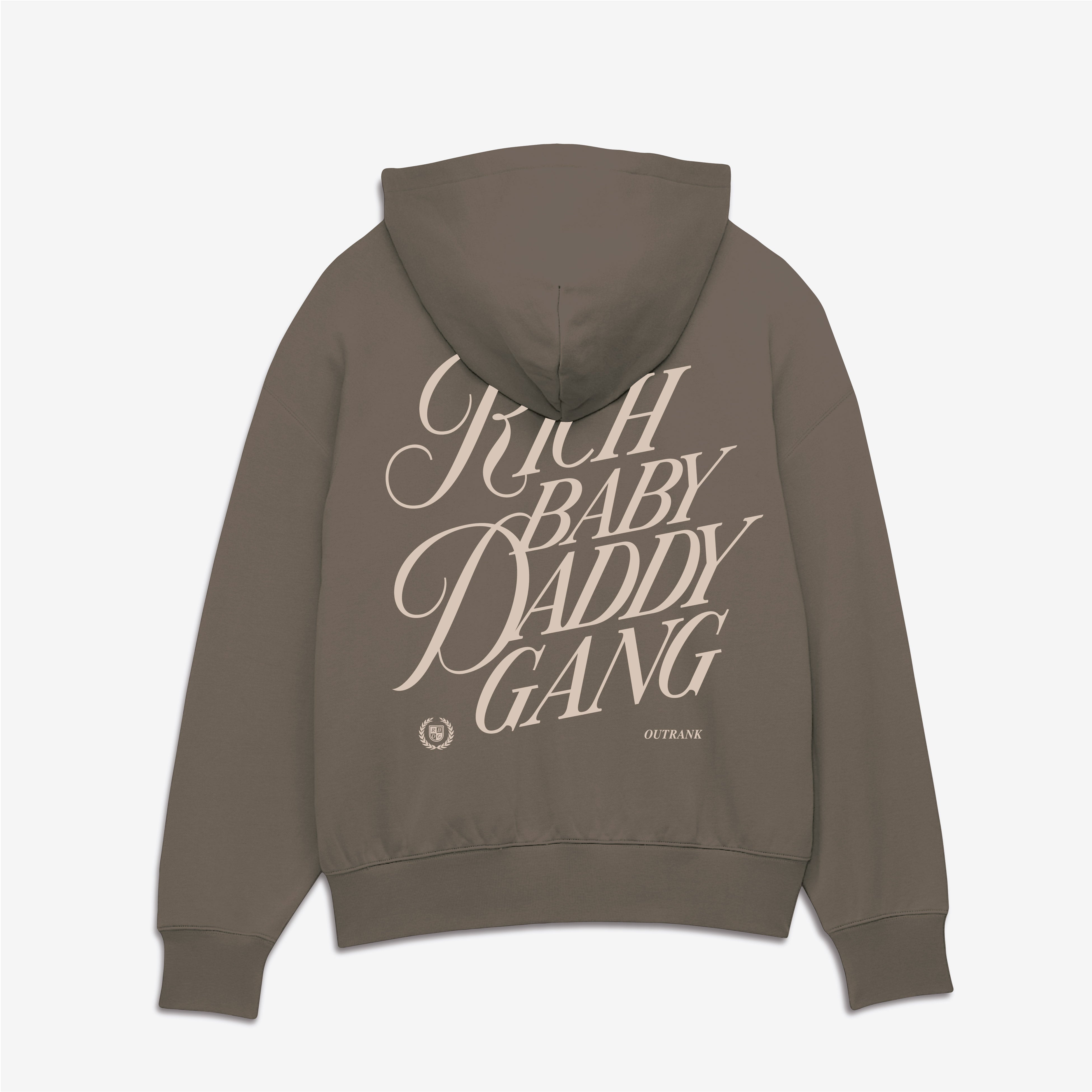 Rich Baby Daddy Gang Crest Oversized Hoodie - MOCHA