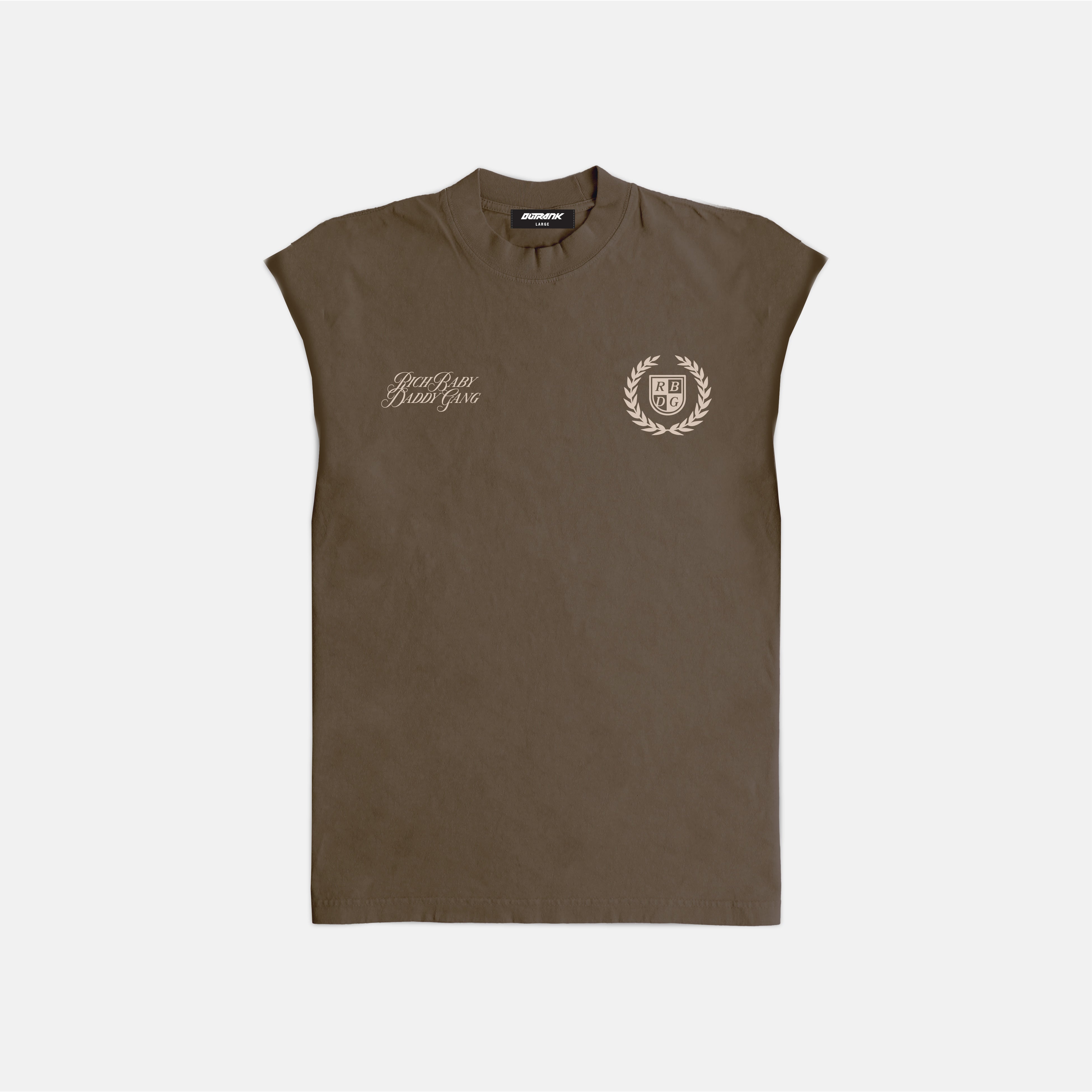 Rich Baby Daddy Gang Crest Ultra Heavyweight Sleeveless - Mocha