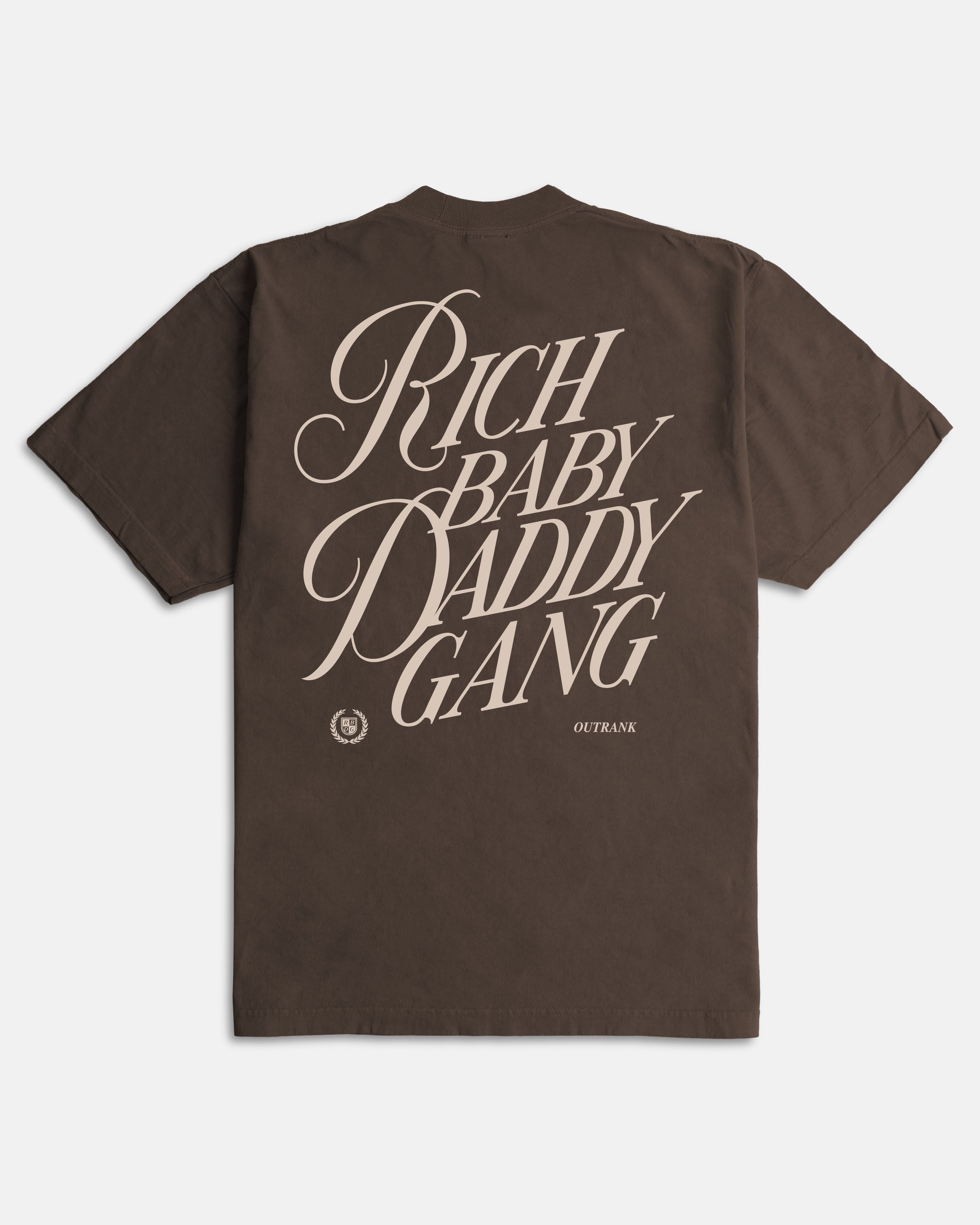 Rich Baby Daddy Gang Premium Crest T-shirt- Mocha