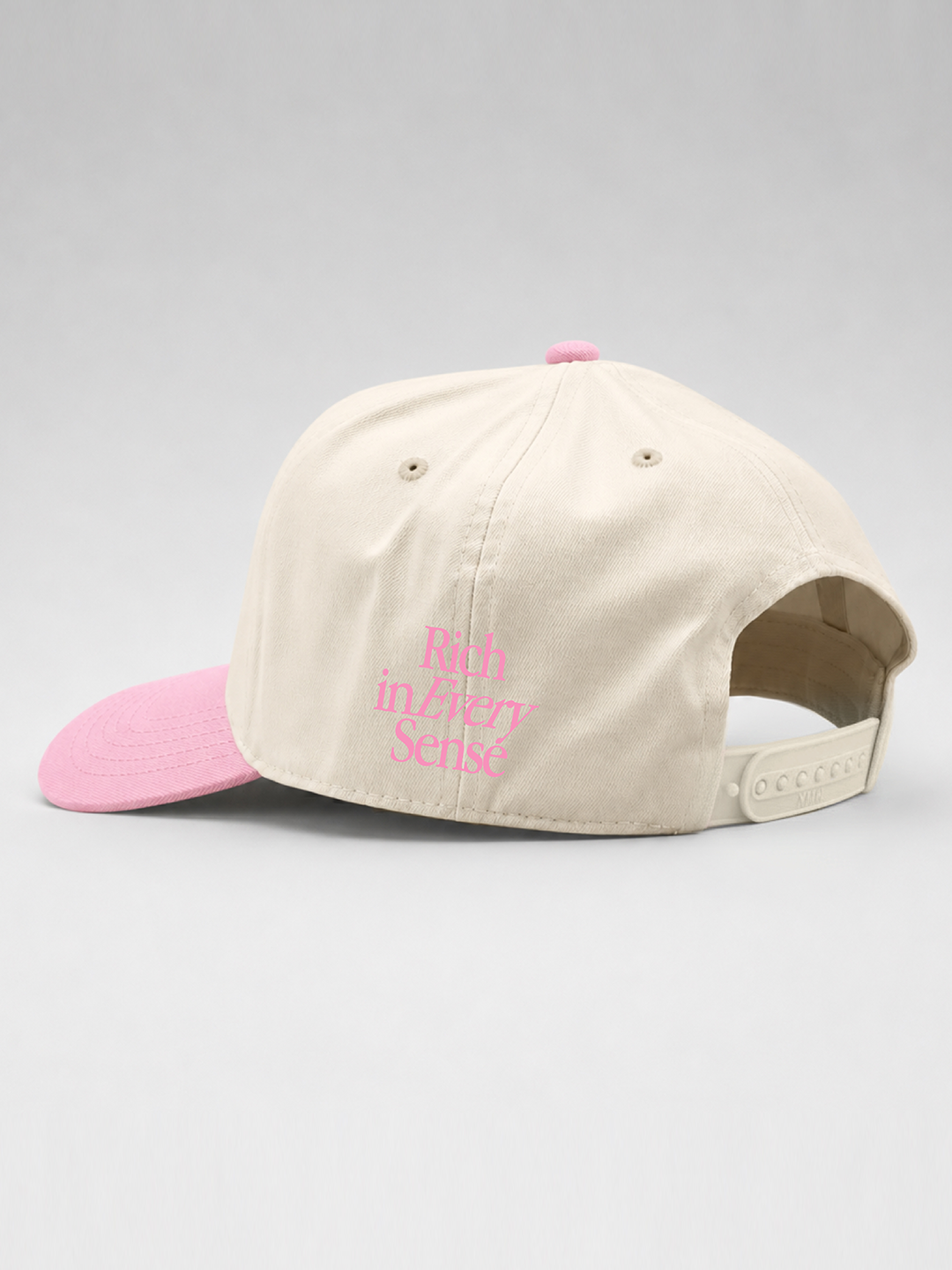 Rich Mom Embroidered Snapback - Natural/ Pink