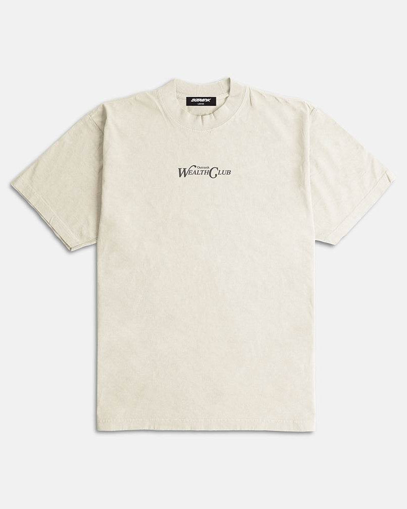 OR Wealth Club Ultra Heavyweight Embroidered T-shirt- Cream