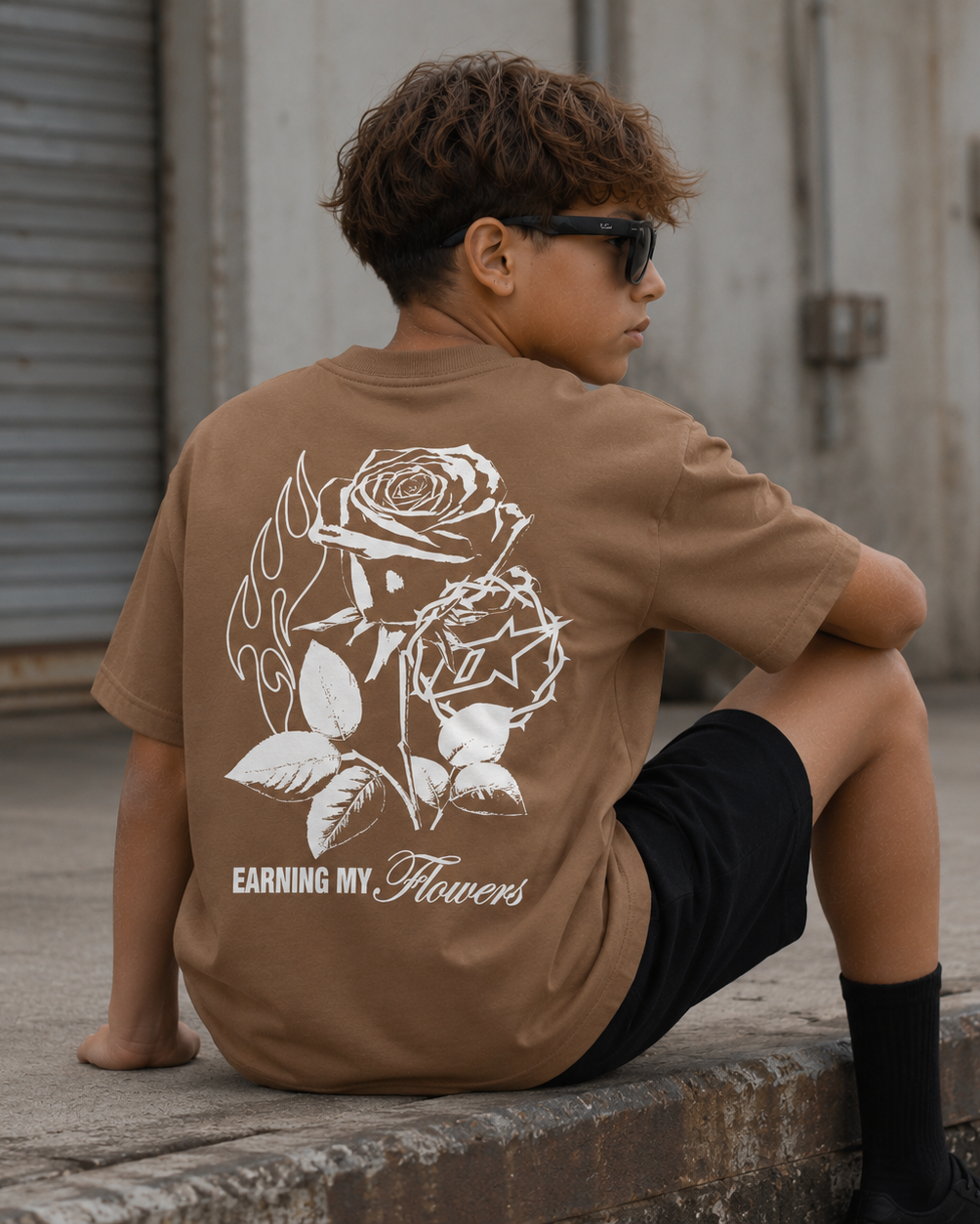 Earning My Flowers Youth T-shirt - Vintage Brown