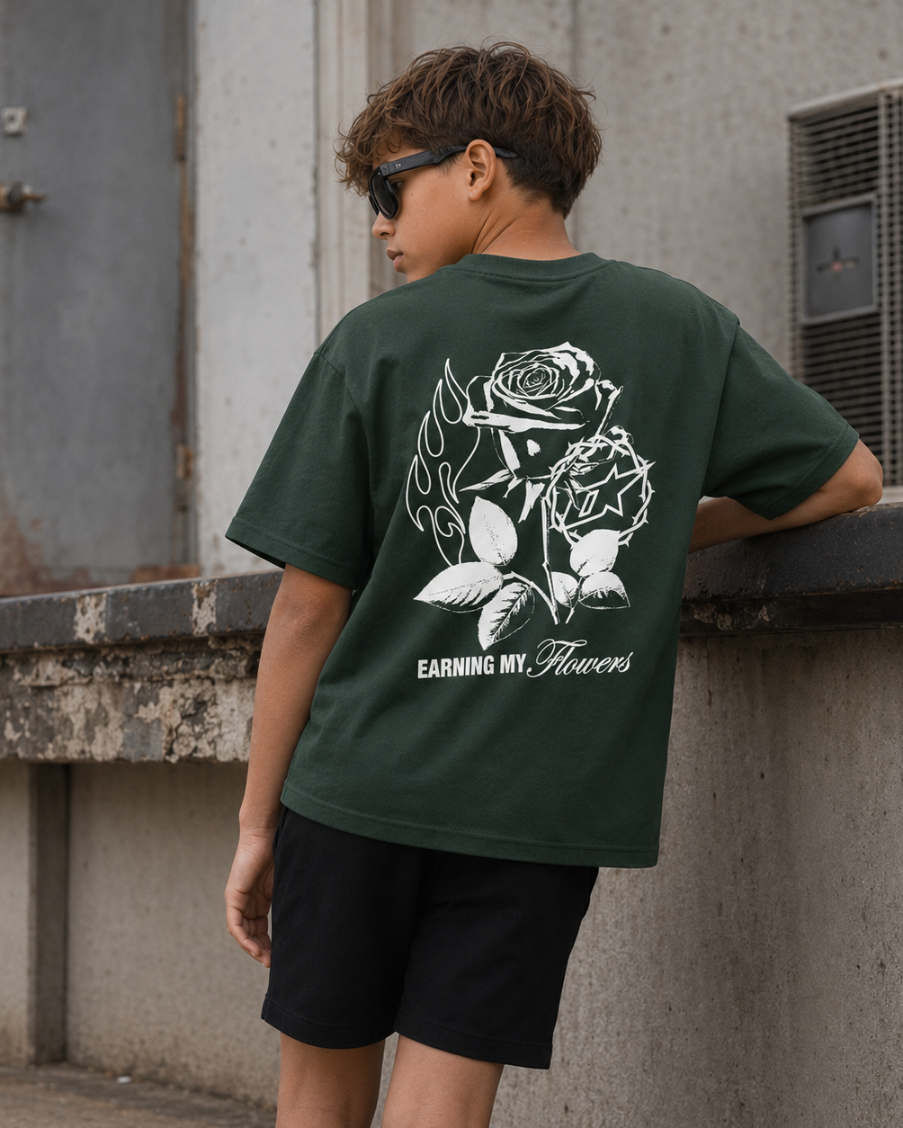 Earning My Flowers Youth T-shirt - Forest Green