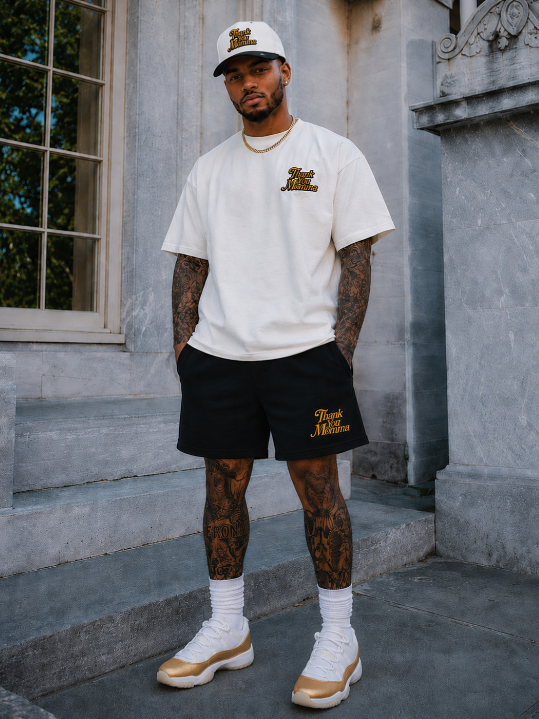 Thank You Momma Embroidered Short