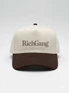 Rich Gang Embroidered Snapback - Natural/ Brown