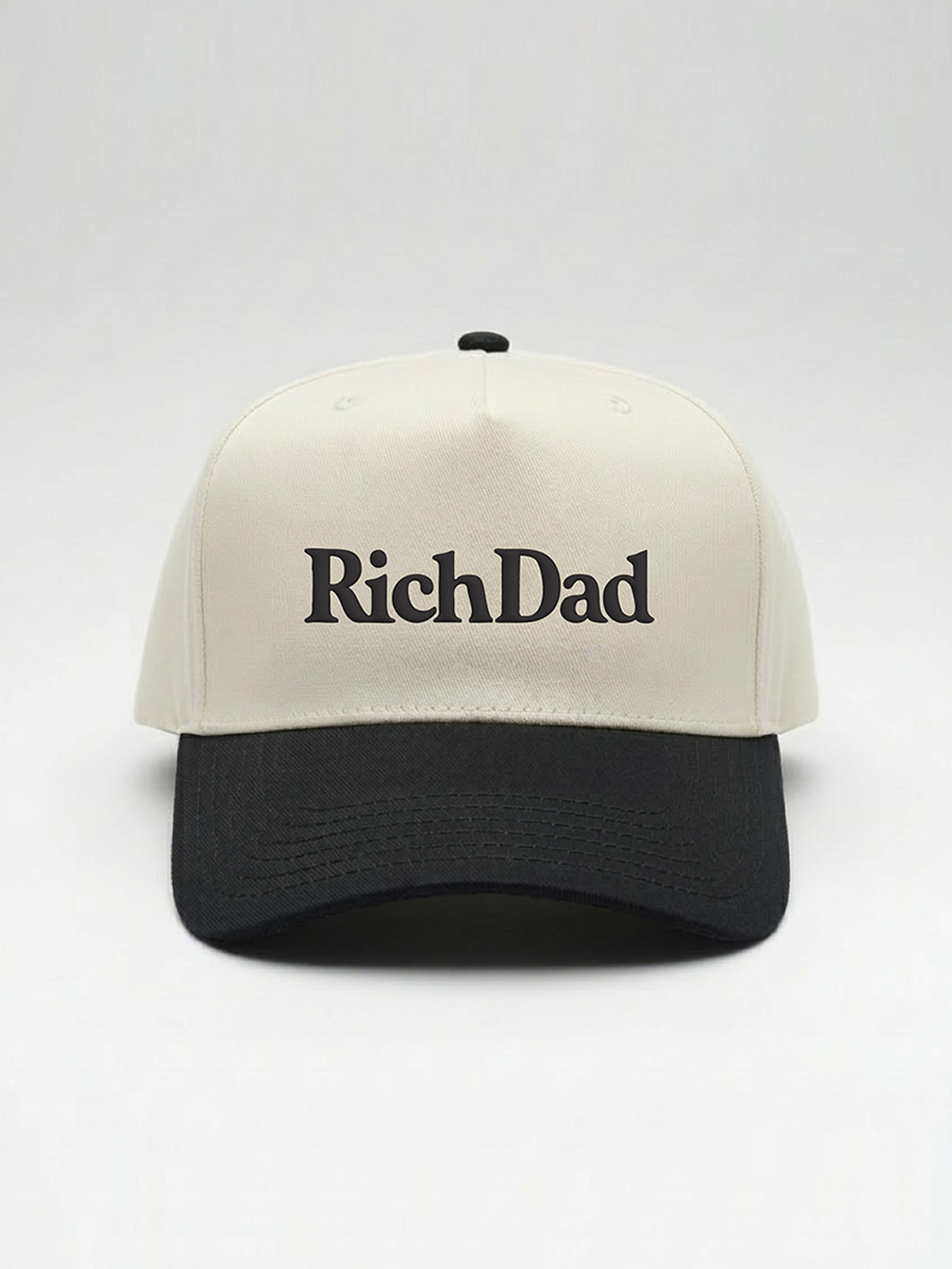 Rich Dad Embroidered Snapback - Natural/ Black
