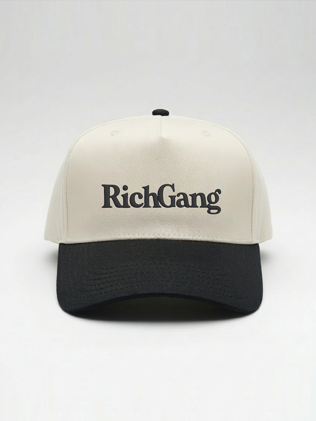 Rich Gang Embroidered Snapback - Natural/ Black