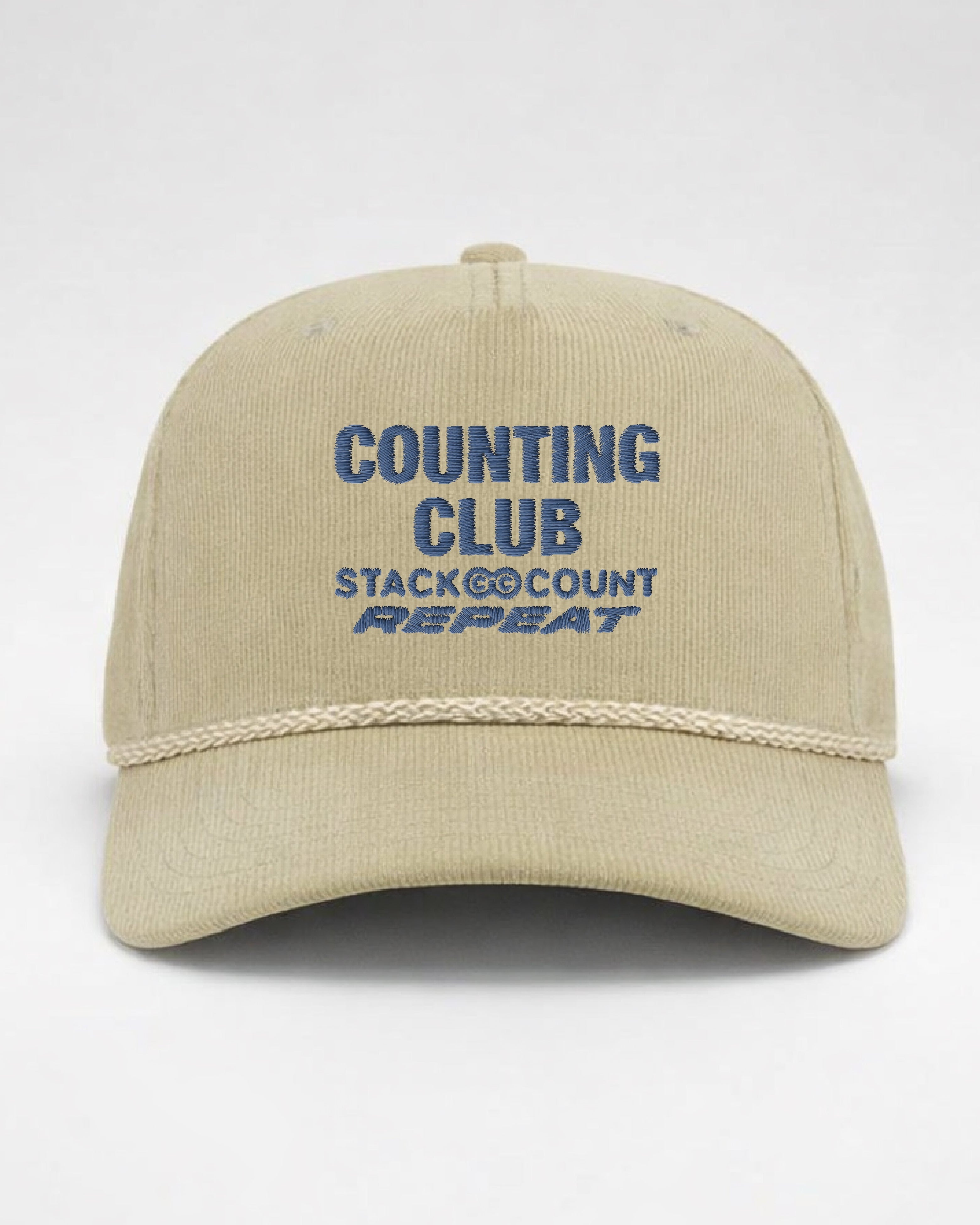 Counting Club Embroidered Corduroy Snapback- Khaki