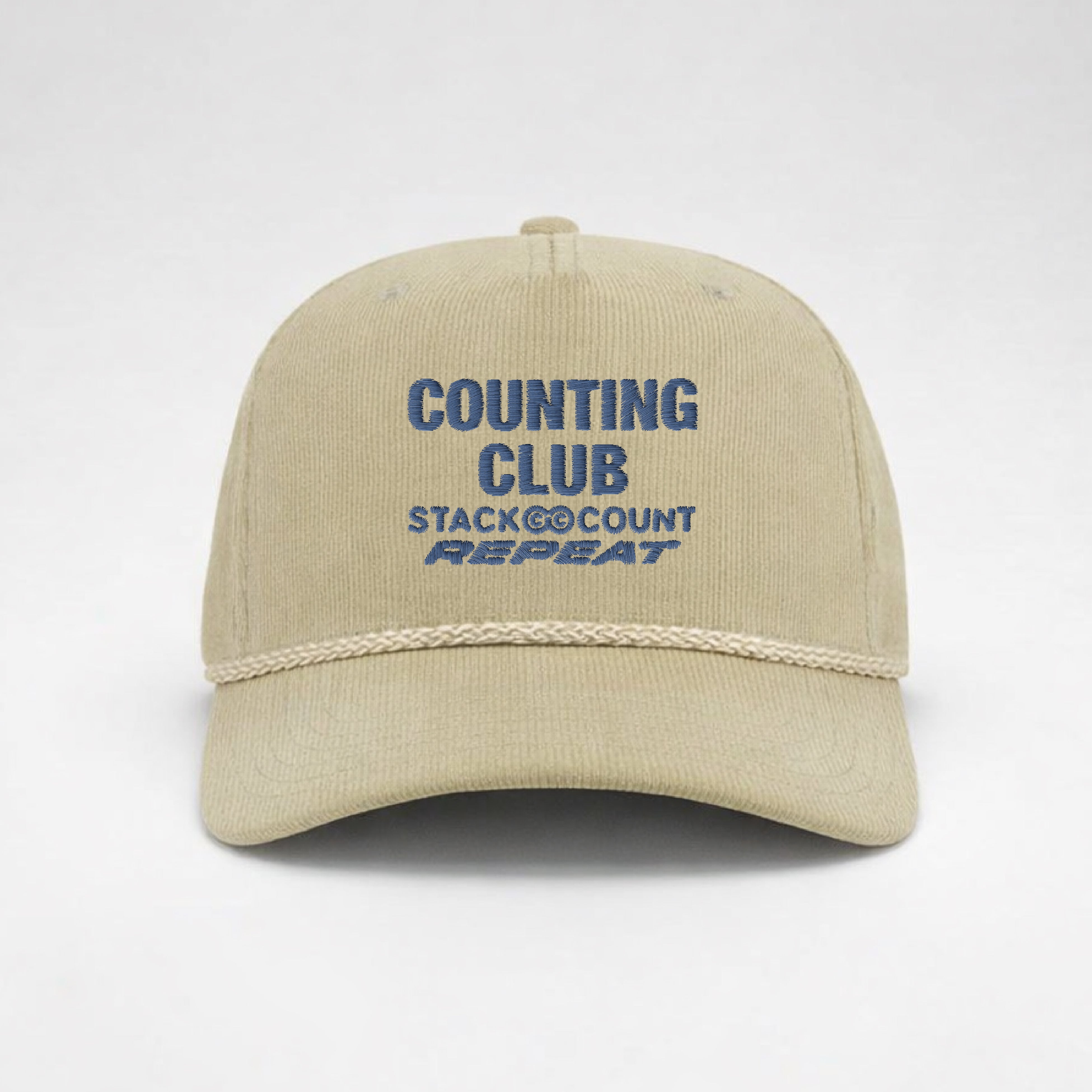 Counting Club Embroidered Corduroy Snapback- Khaki