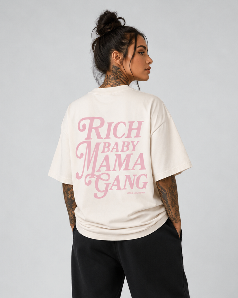Rich Baby Mama Gang Ultra Heavyweight T-shirt - PINK