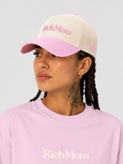 Rich Mom Embroidered Snapback - Natural/ Pink