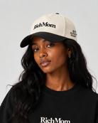 Rich Mom Embroidered Snapback - Natural/ Black