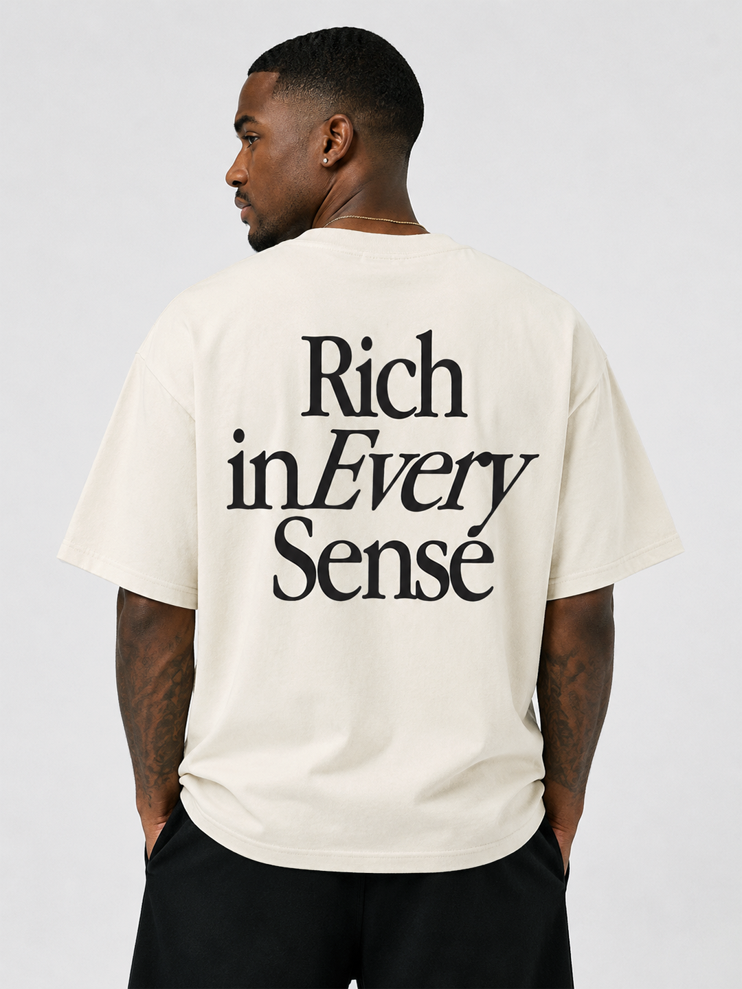 Rich Dad Ultra Heavyweight T-Shirt - Cream/Black