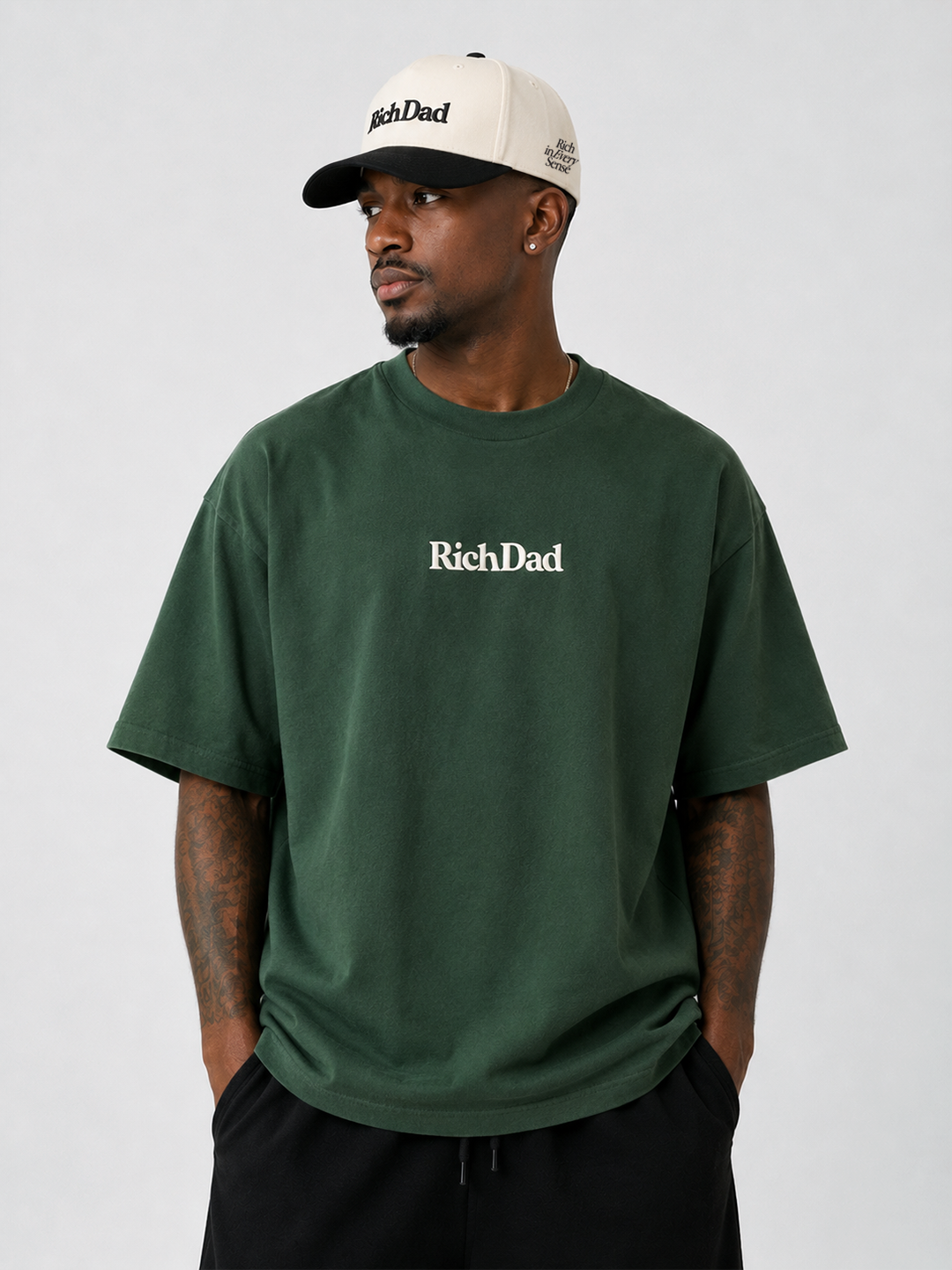 Rich Dad Embroidered Snapback - Natural/ Black