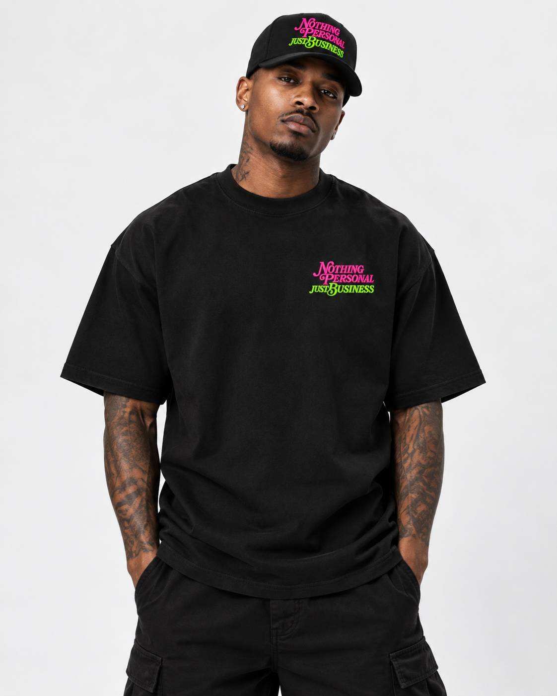 Nothing Personal Embroidered Snapback - BLACK