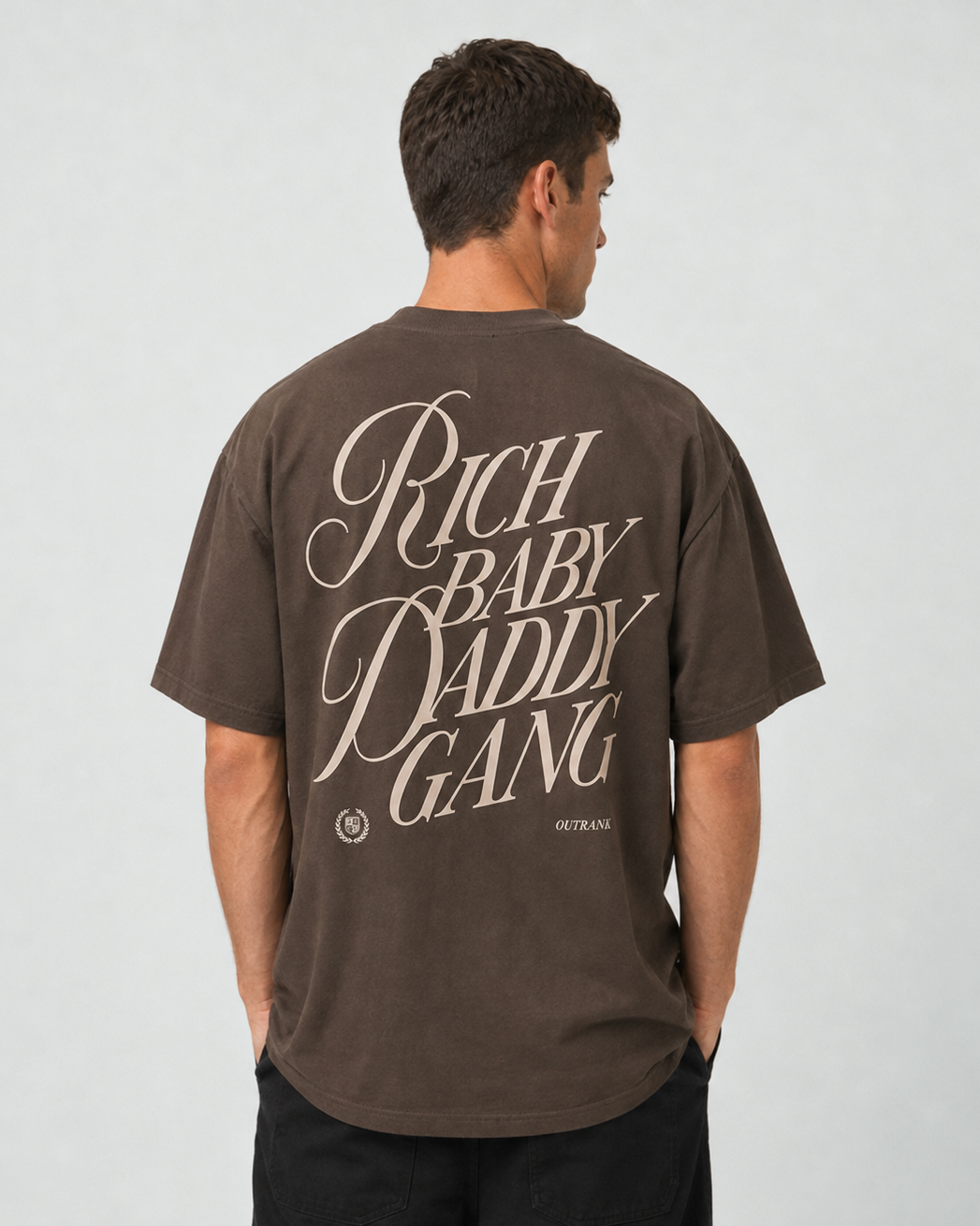 Rich Baby Daddy Gang Premium Crest T-shirt- Mocha