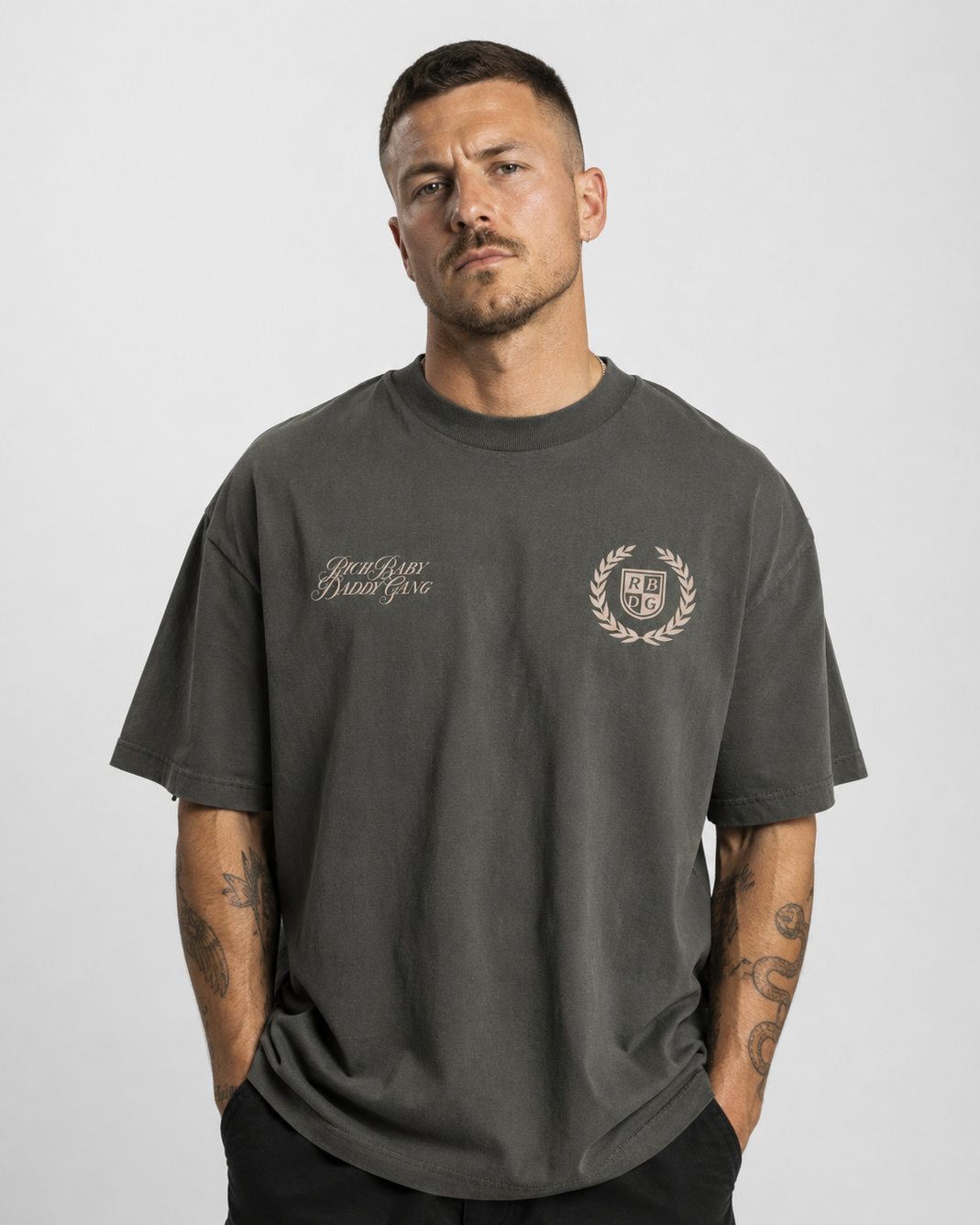 Rich Baby Daddy Gang Premium Crest T-shirt- Shadow
