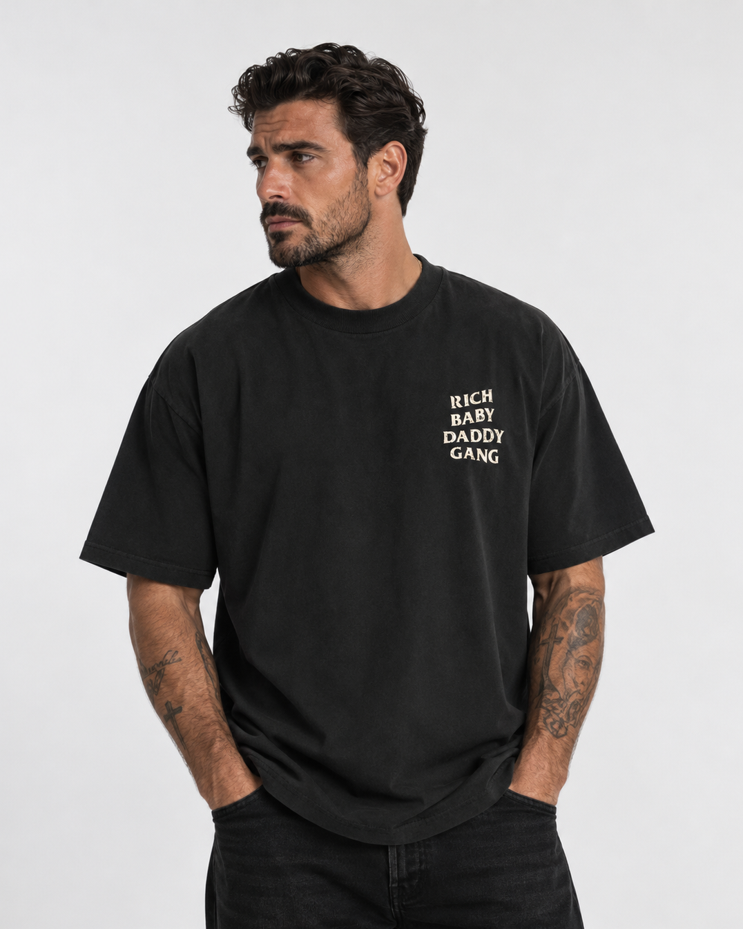 Rich Baby Daddy Gang Premium Oversized T-shirt- Black