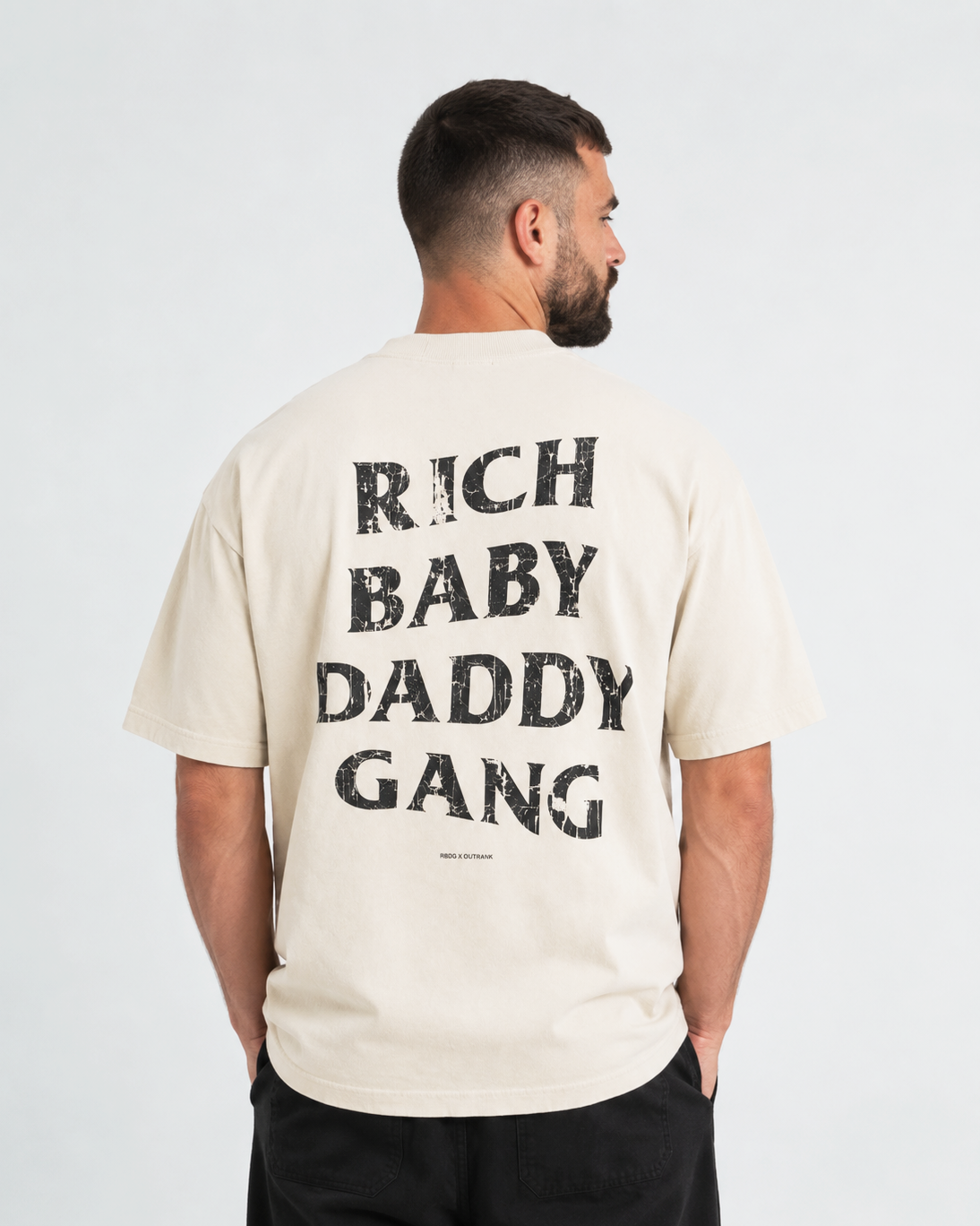 Rich Baby Daddy Gang Premium Oversized T-shirt- Cream