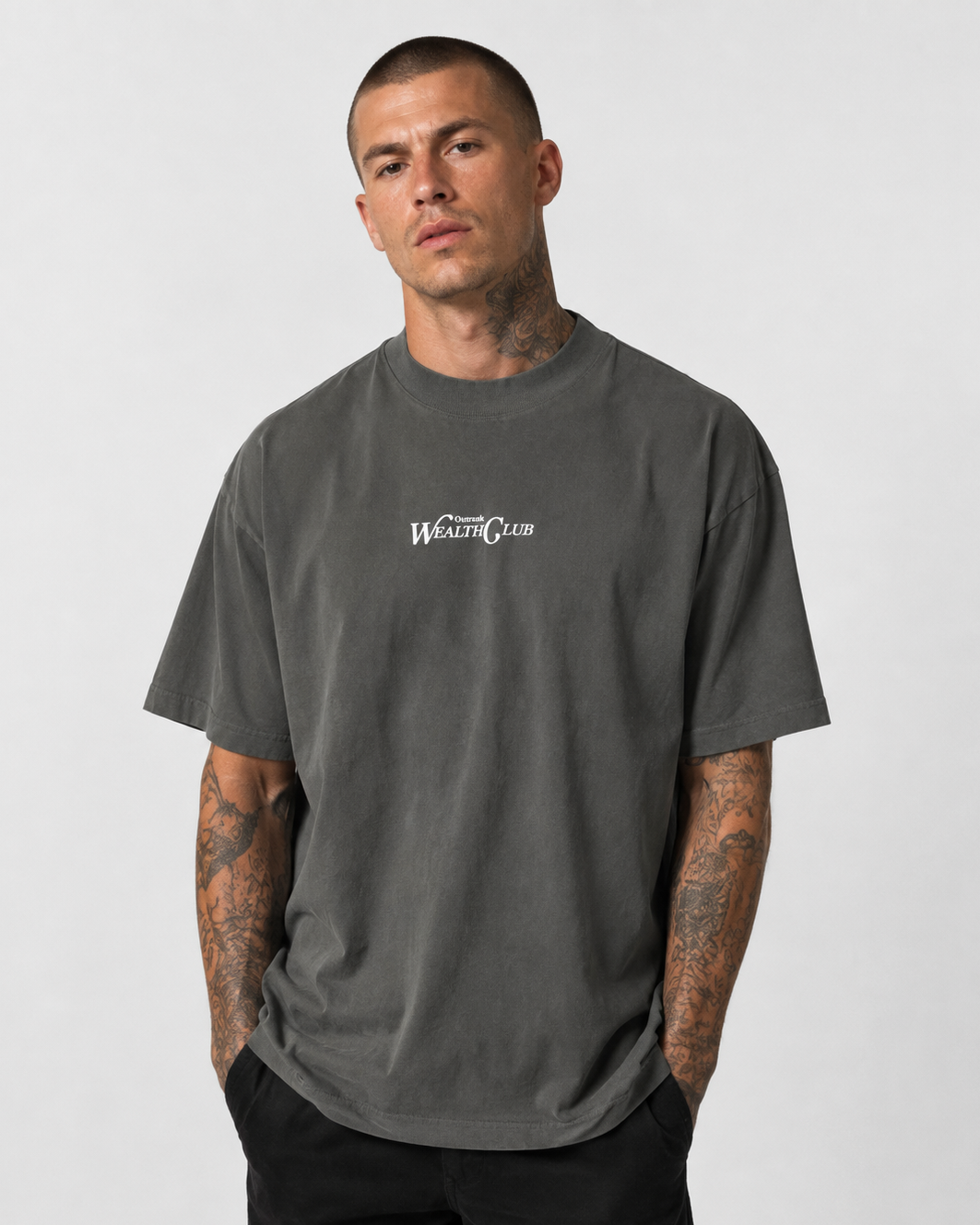 OR Wealth Club Ultra Heavyweight Embroidered T-shirt- Shadow