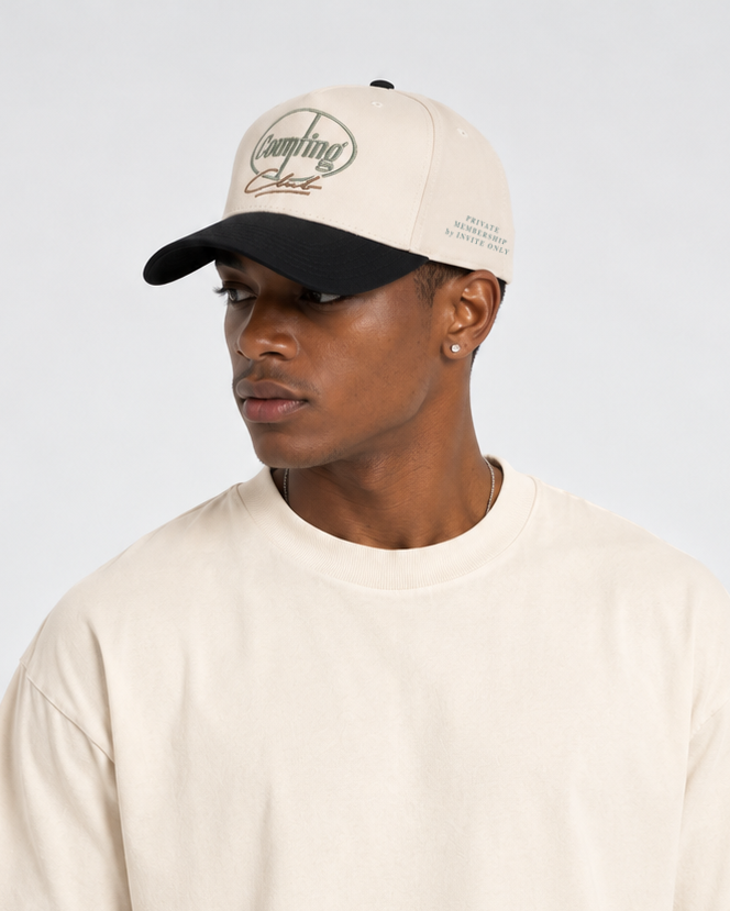 Private Membership Embroidered Snapback - Natural / Black