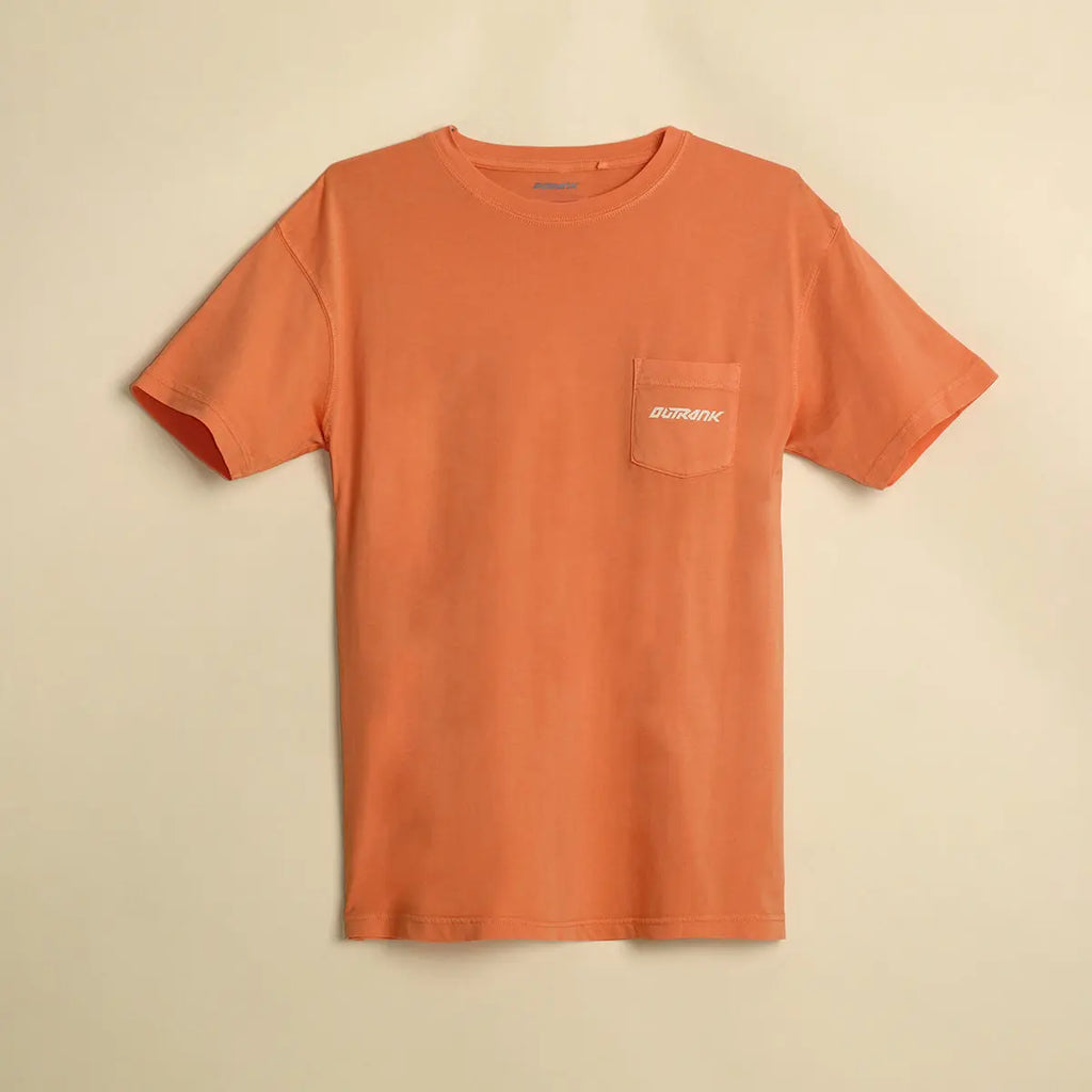 Everyday Pocket Flock T-Shirt - Orange - Outrank