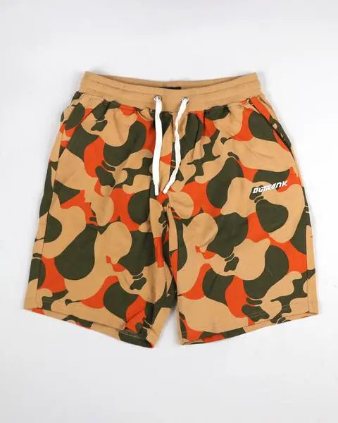 Money Bag Camo 9" Inseam French Terry Shorts Beige/Military Green - Outrank