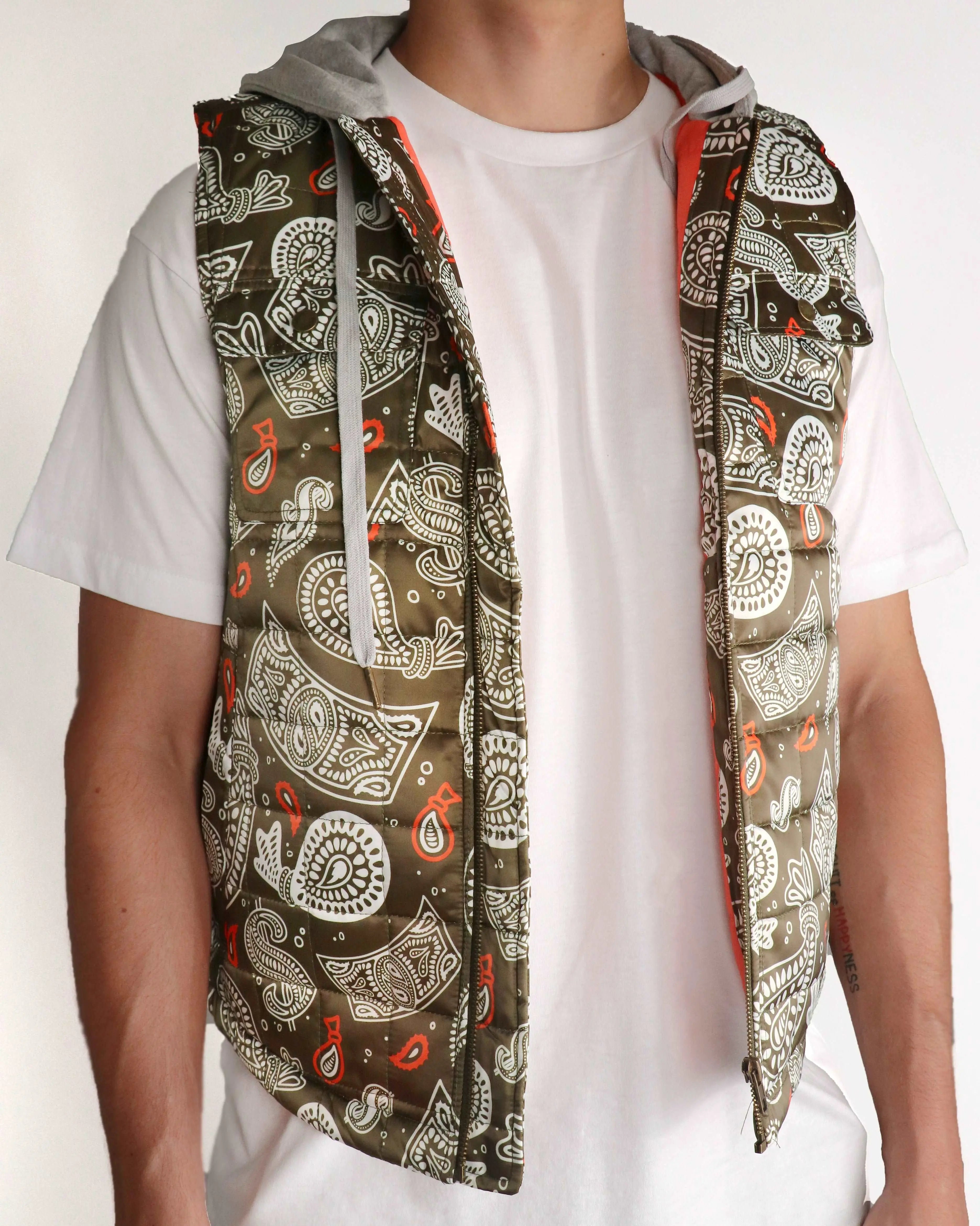 Money Paisley Nylon Quilted Vest