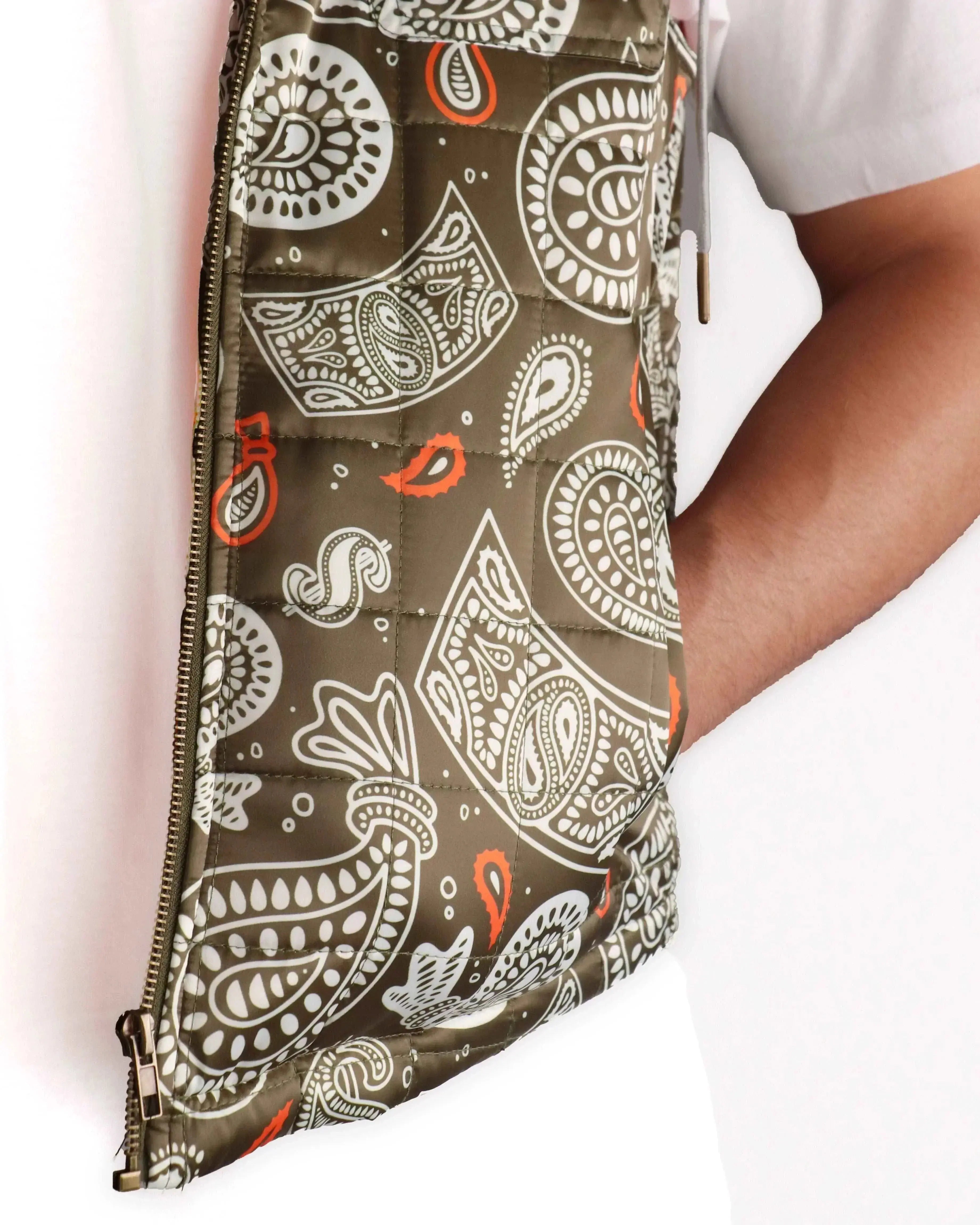 Money Paisley Nylon Quilted Vest