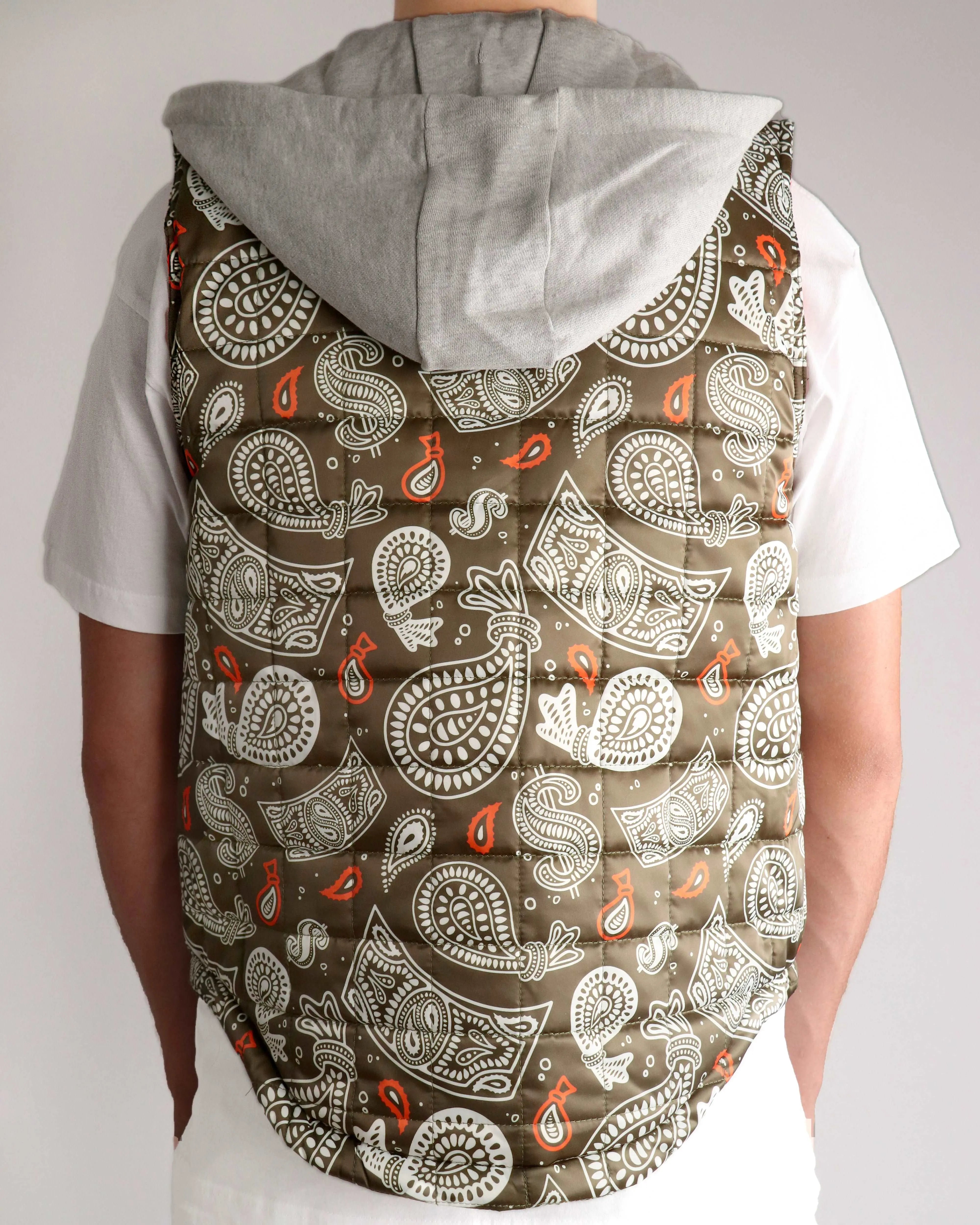 Money Paisley Nylon Quilted Vest