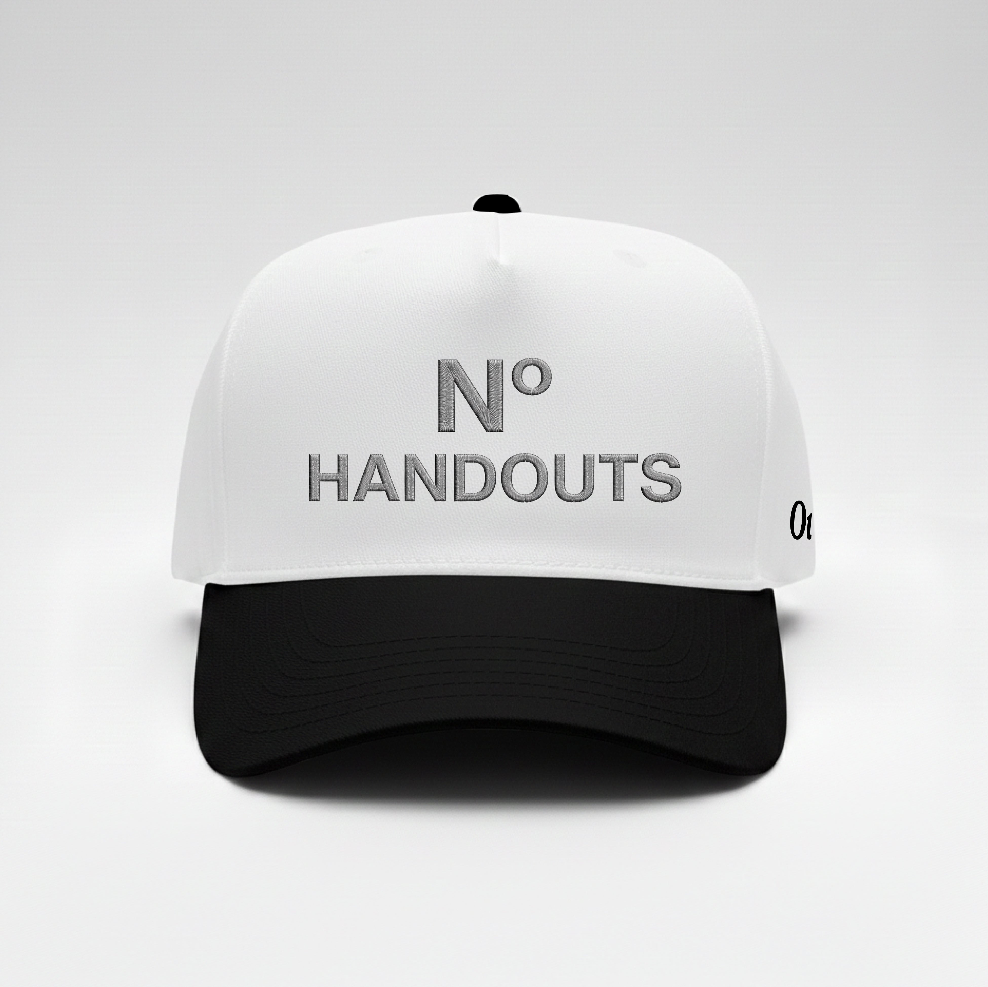 No Handouts Puff Embroidered Snapback - GREY