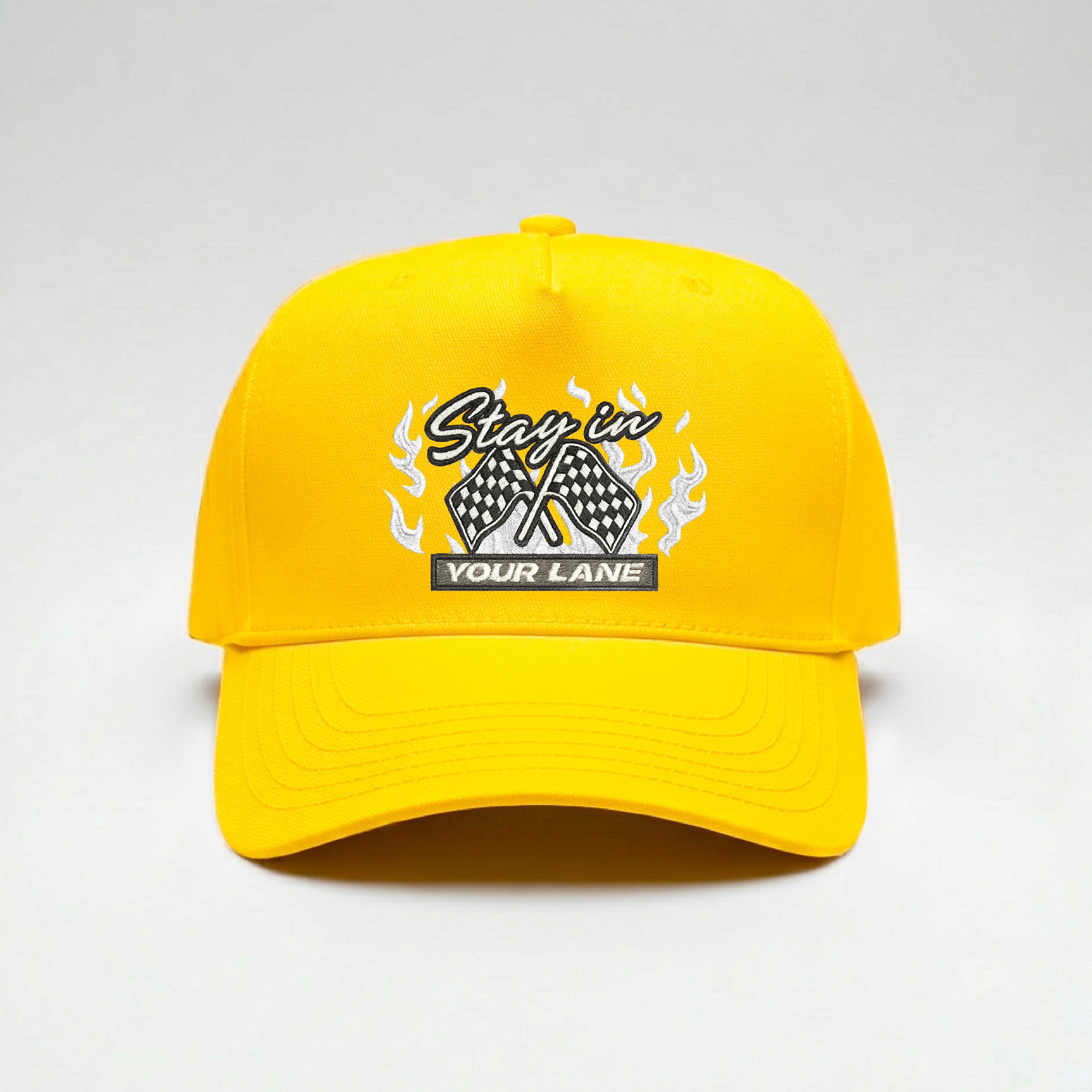 Stay In Your Lane Embroidered Snapback - YELLOW