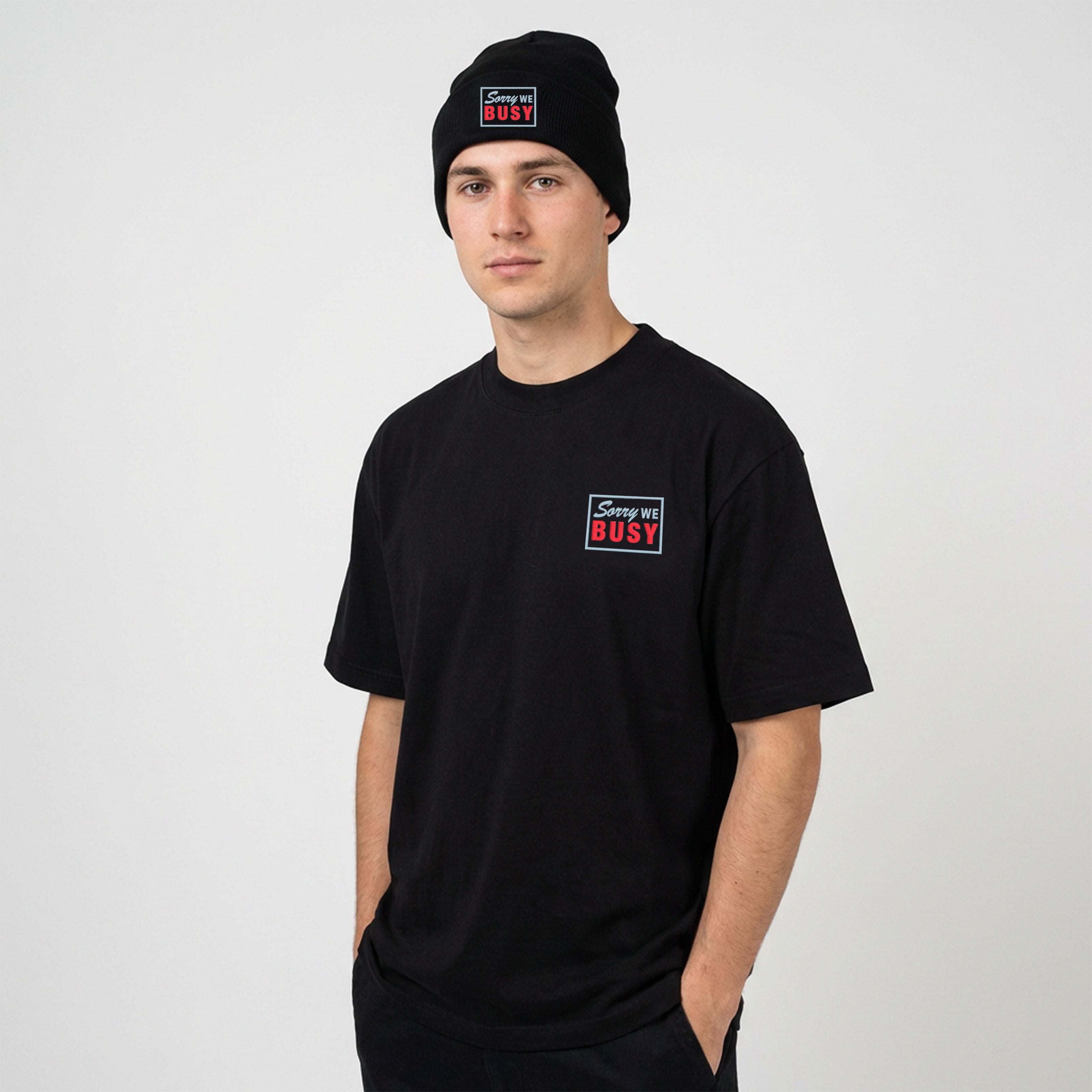Sorry We Busy  Embroidered Ultra Heavyweight T-shirt